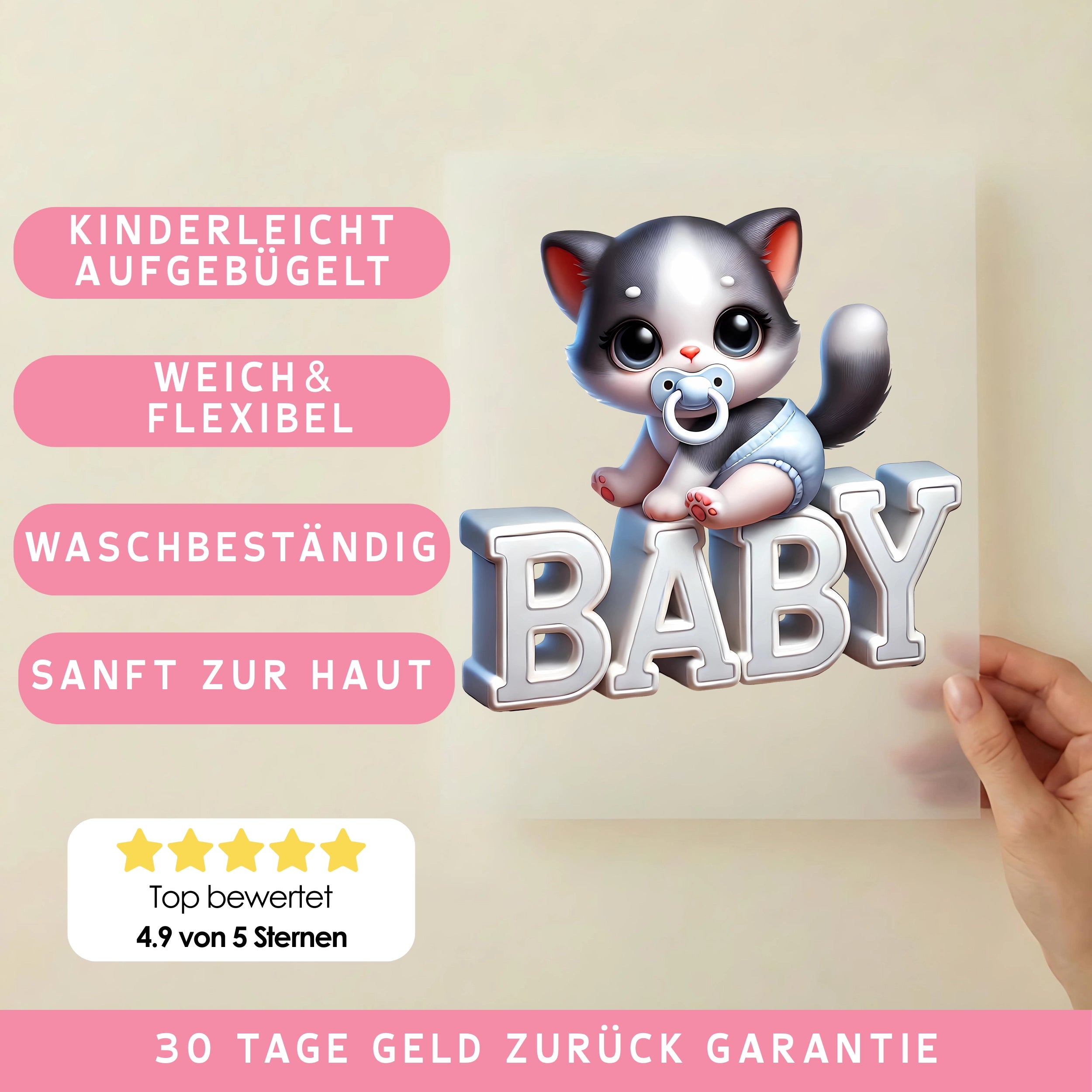 Bügelbild Baby Katze Nubi