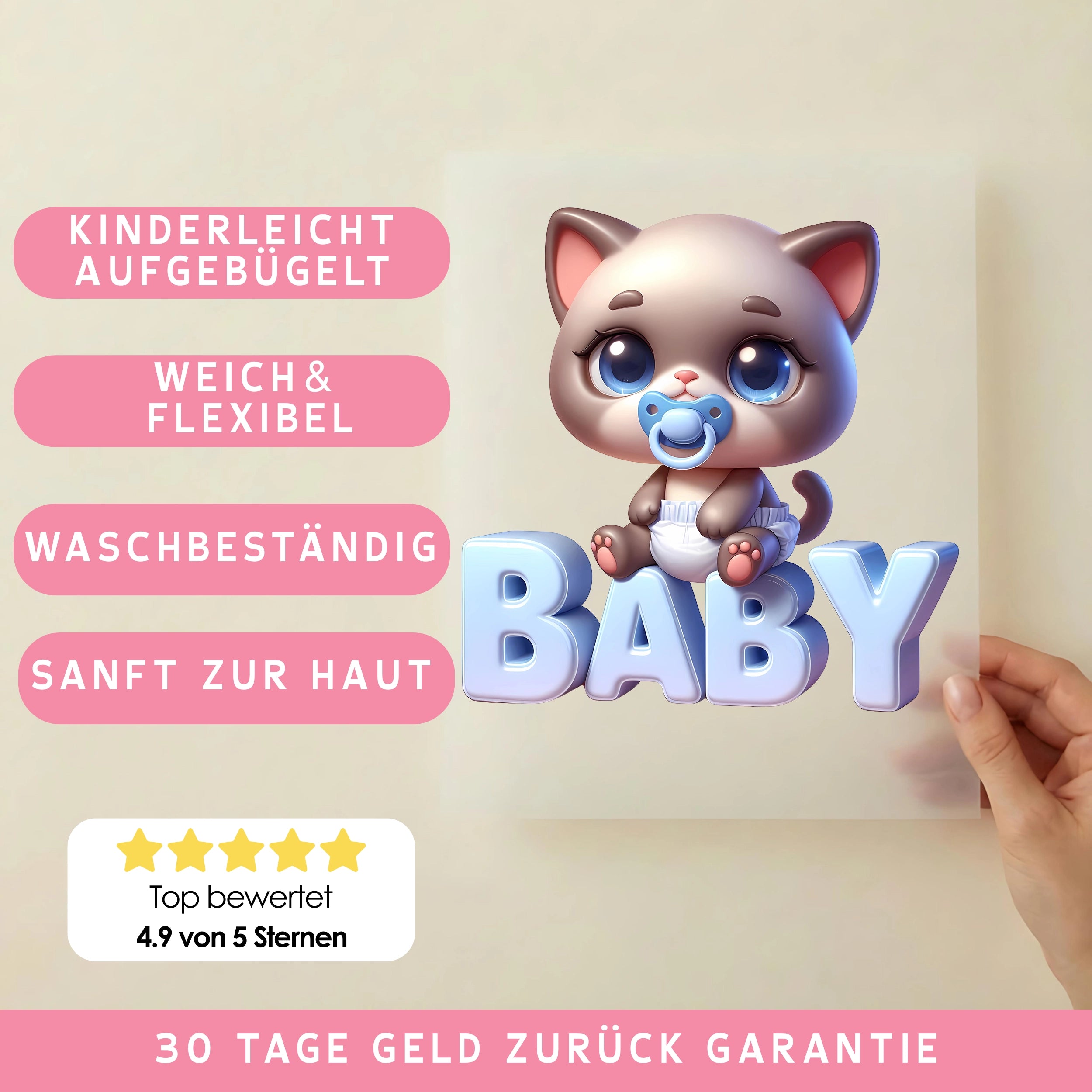 Bügelbild Baby Katze Lumi