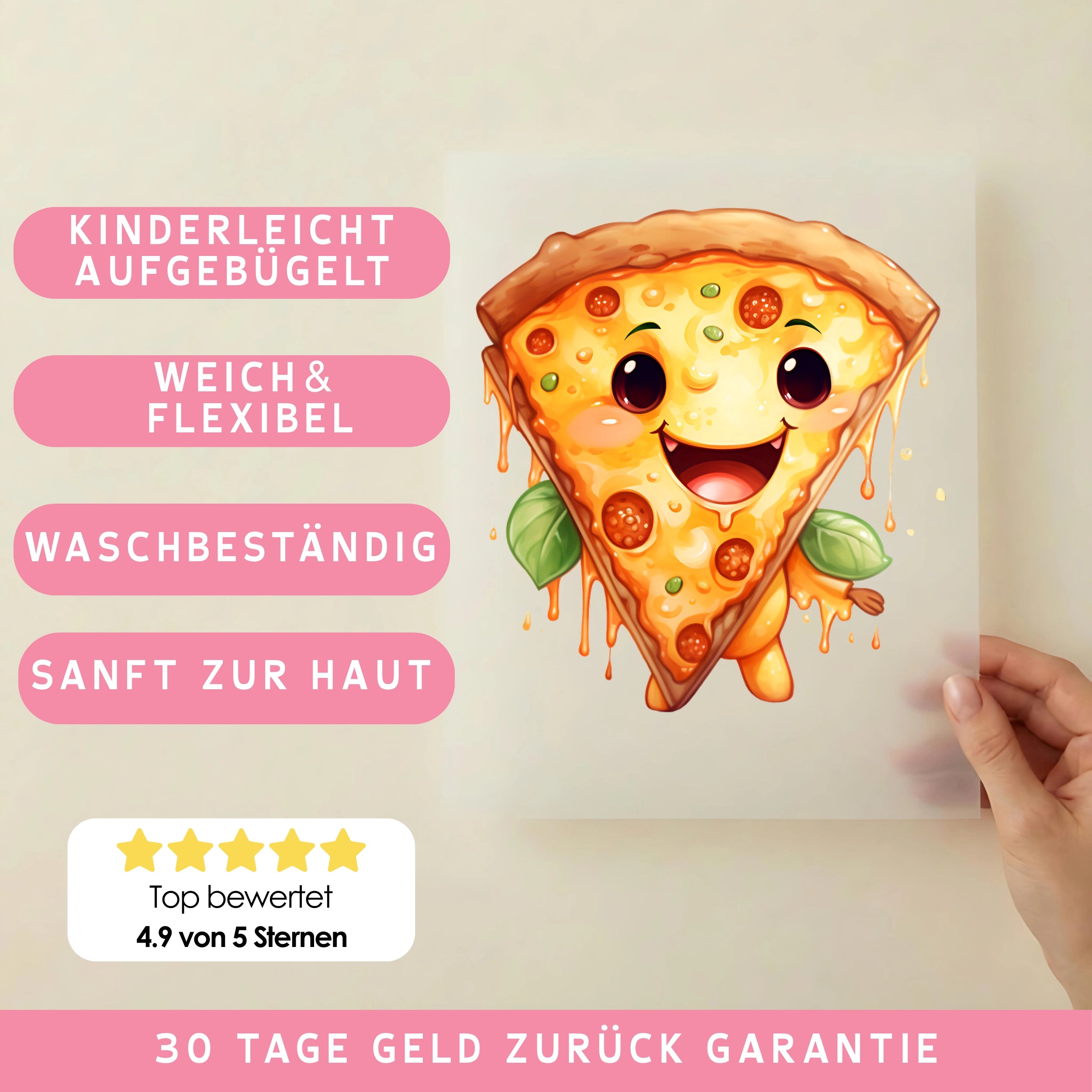 Bügelbild Glückliche Pizza