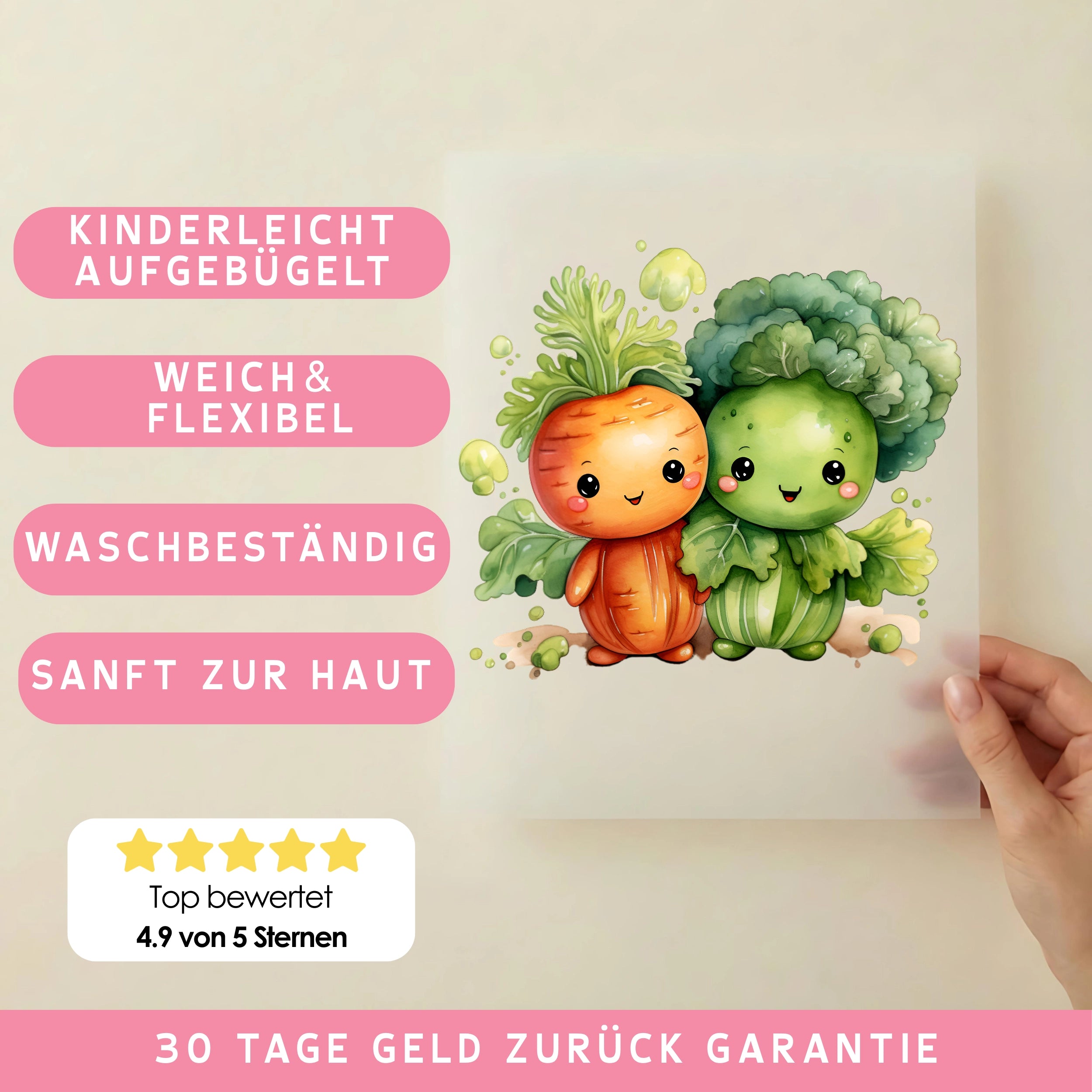 Bügelbild Karotte Kohl