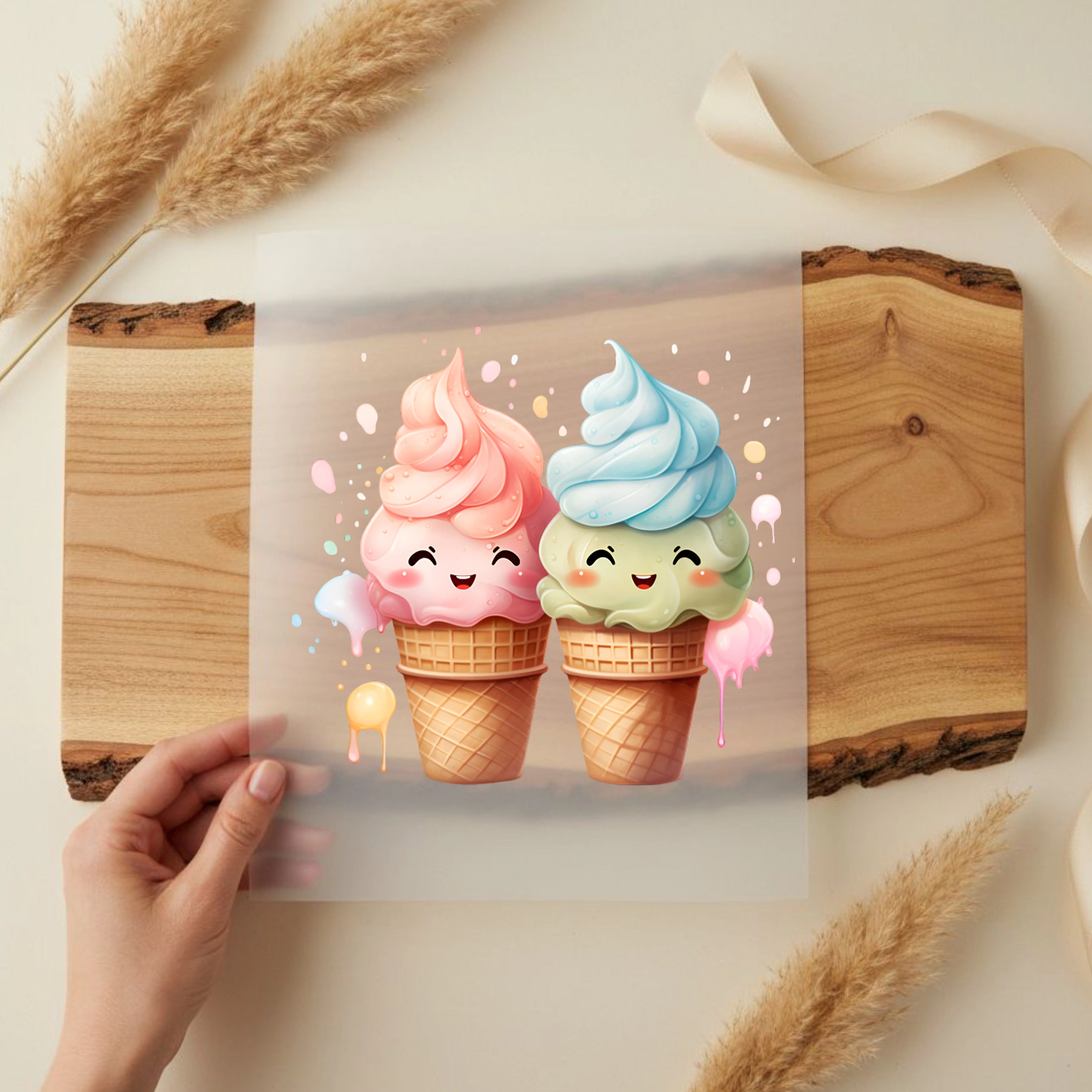 Bügelbild Eis Creme Freunde