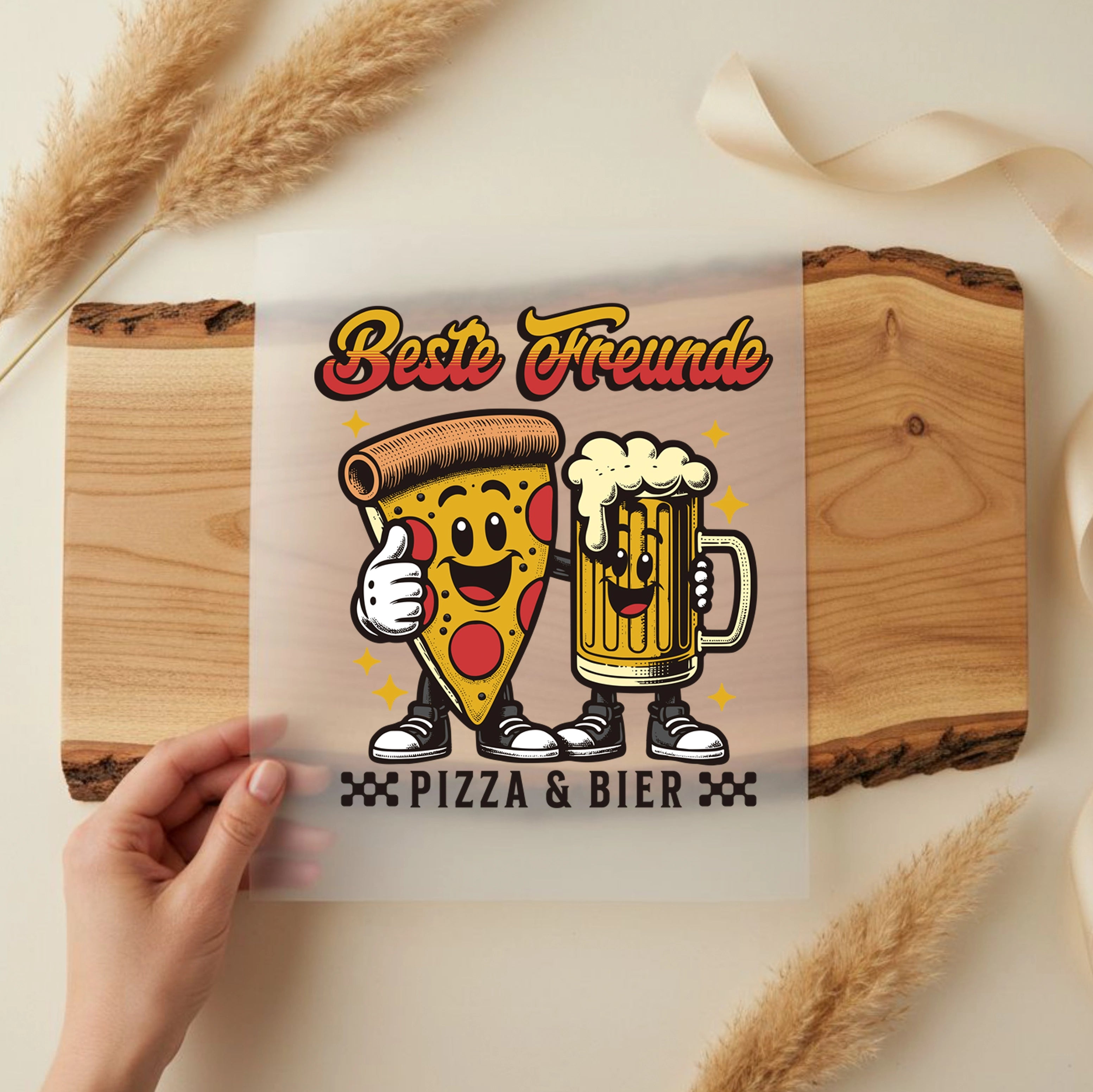 Bügelbild Beste Freunde Pizza & Bier