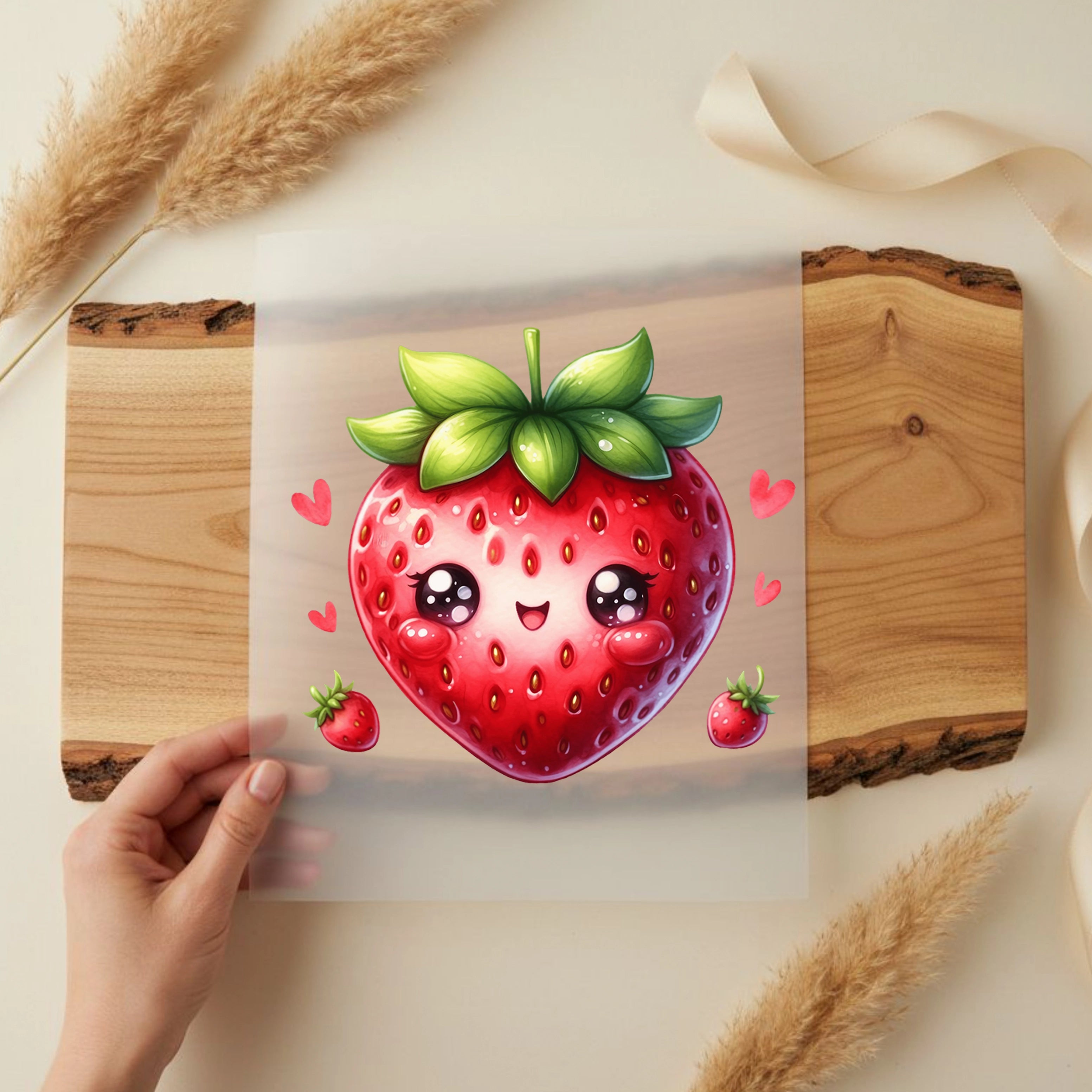Bügelbild Erdbeere Herzchenzauber