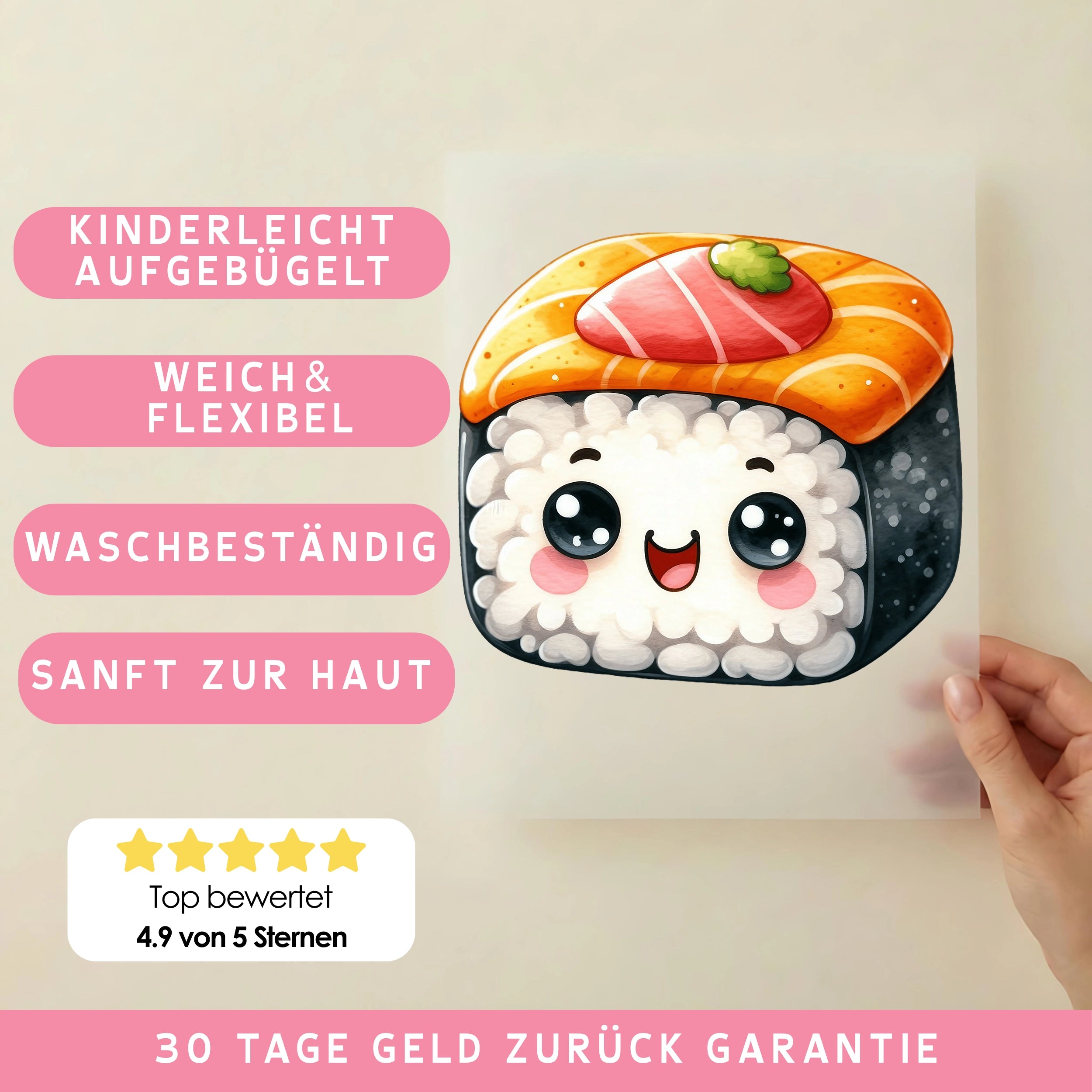 Bügelbild Kawaii Sushi Glück