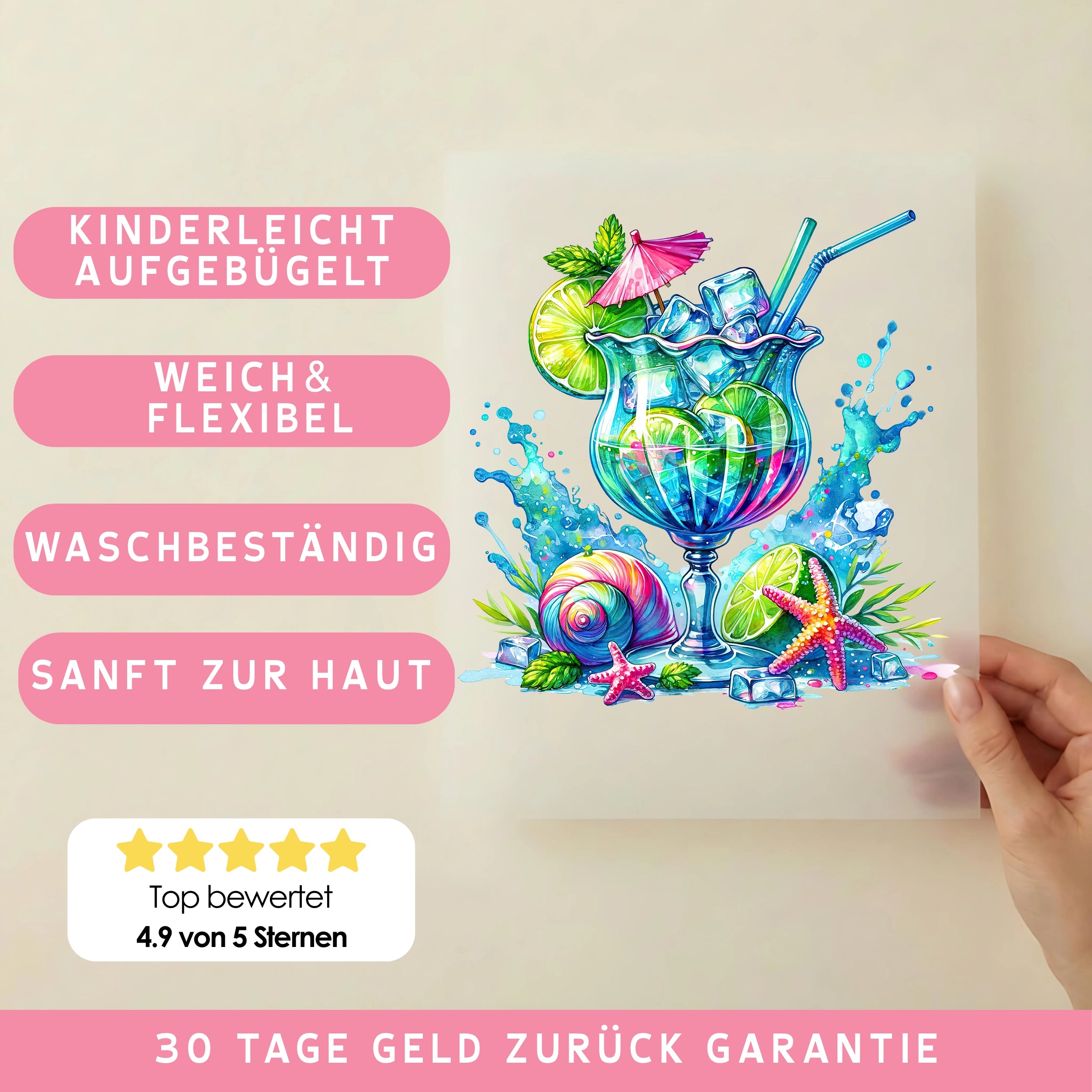 Bügelbild Limettenzauber Cocktail Splash