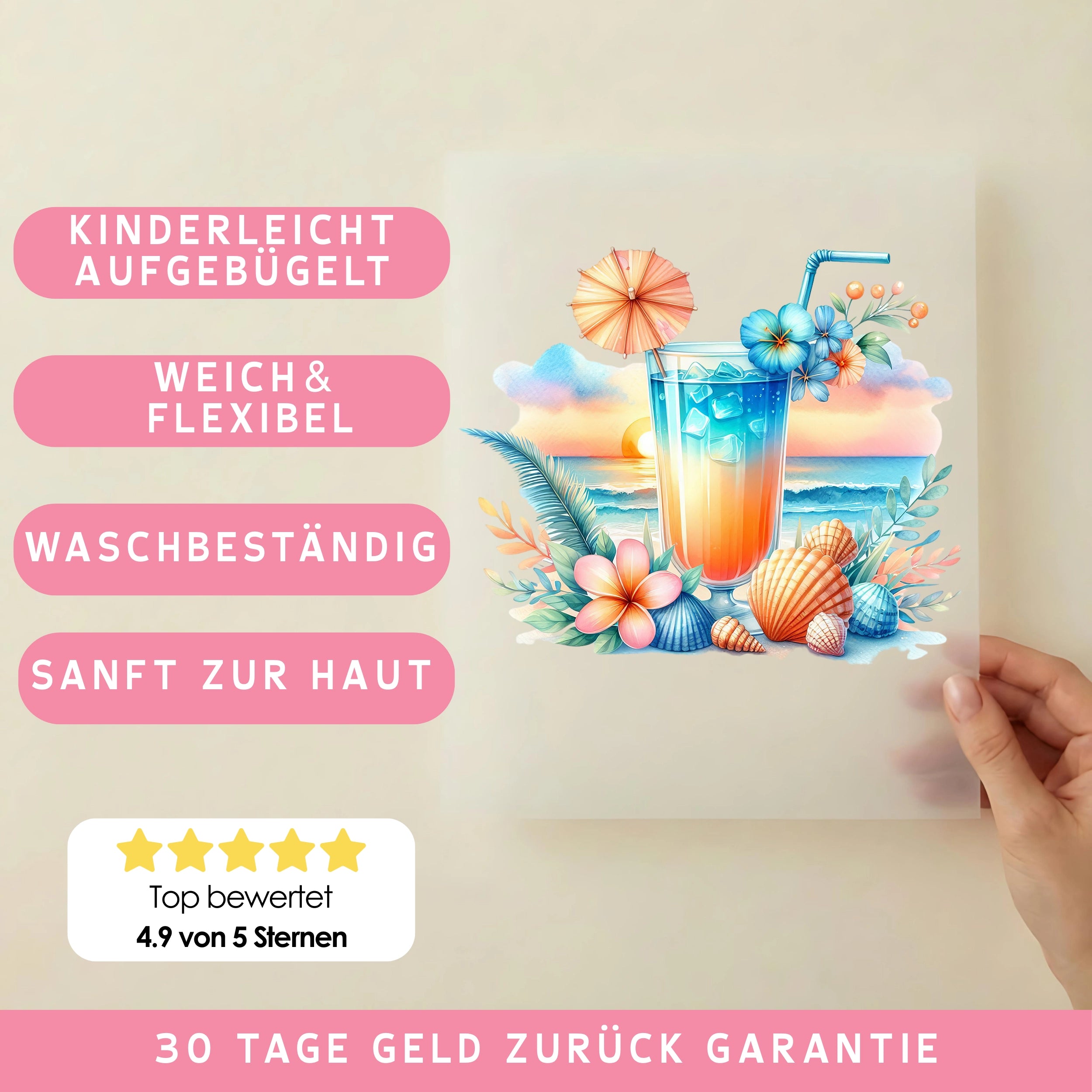 Bügelbild Ozean-Cocktail im Sonnenlicht