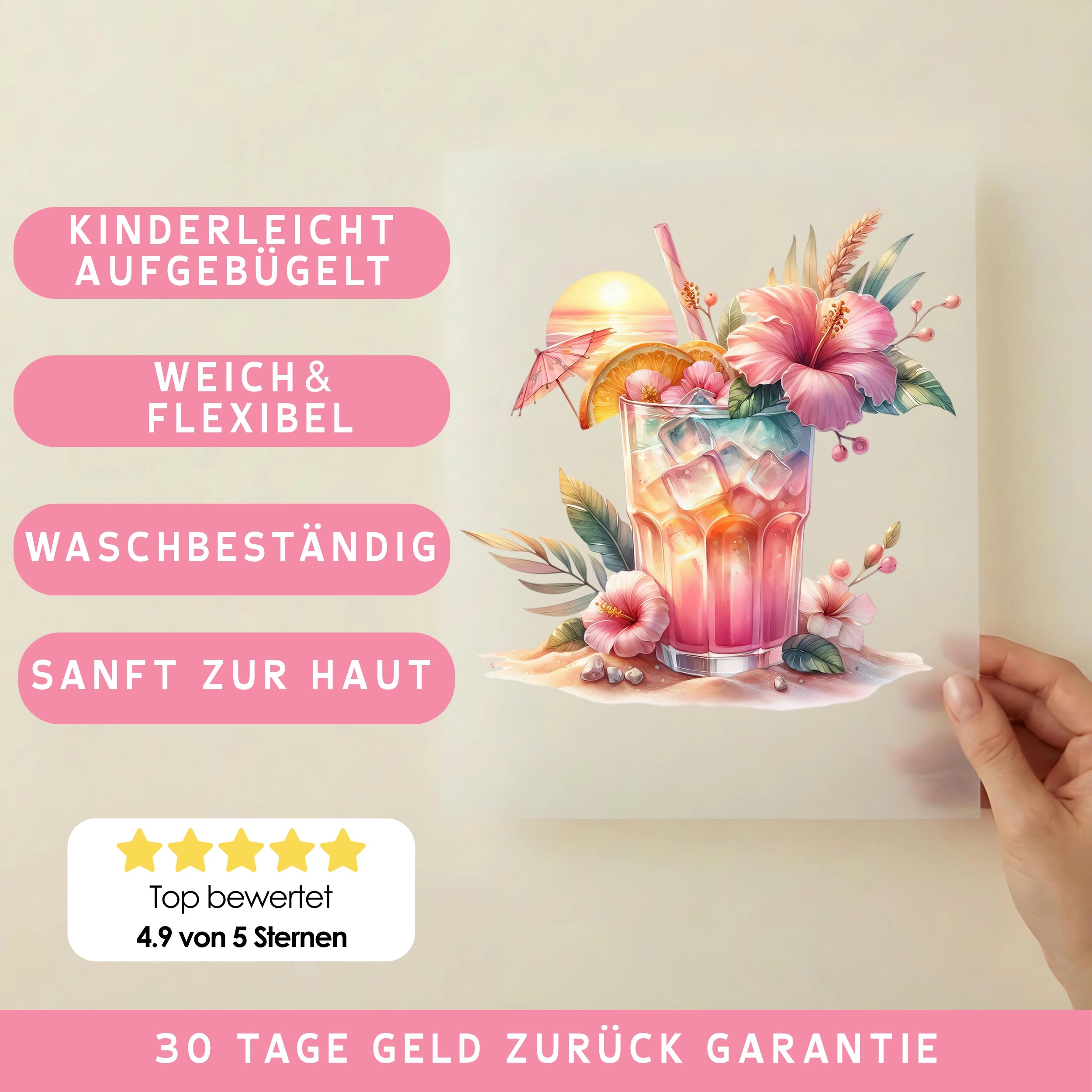 Bügelbild Tropical Hibiskus-Drink