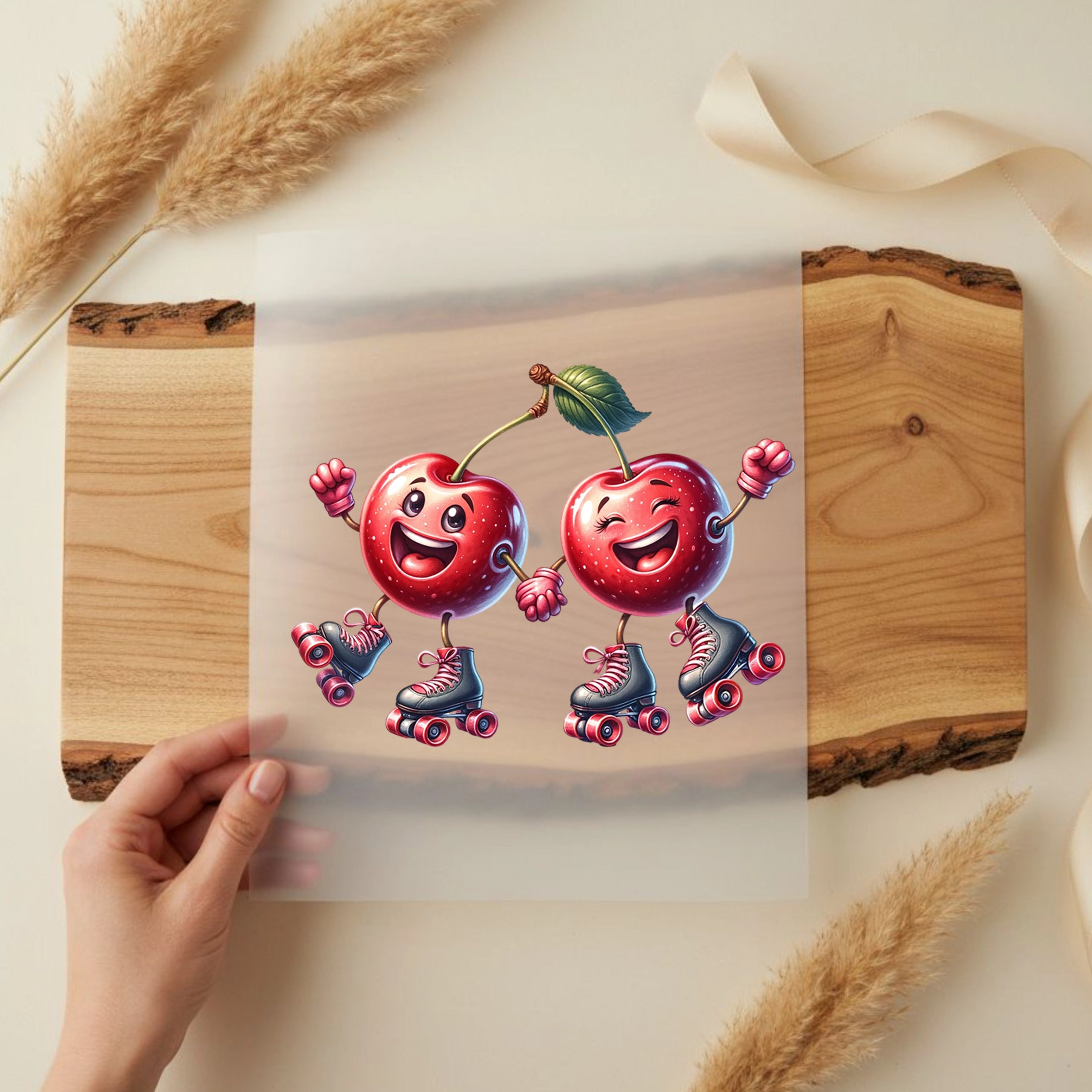 Bügelbild Kirsche Skatepower