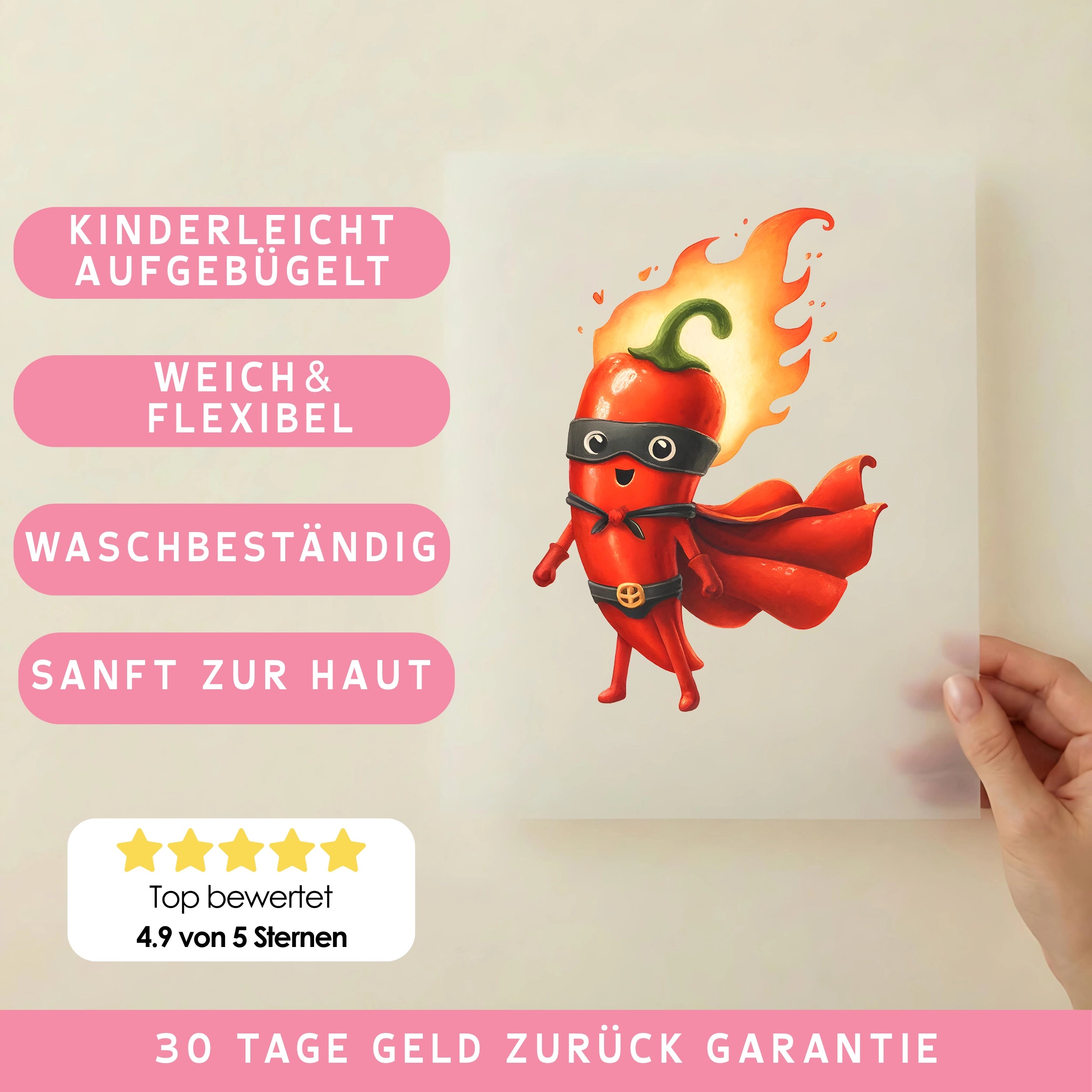 Bügelbild Superheld Chili