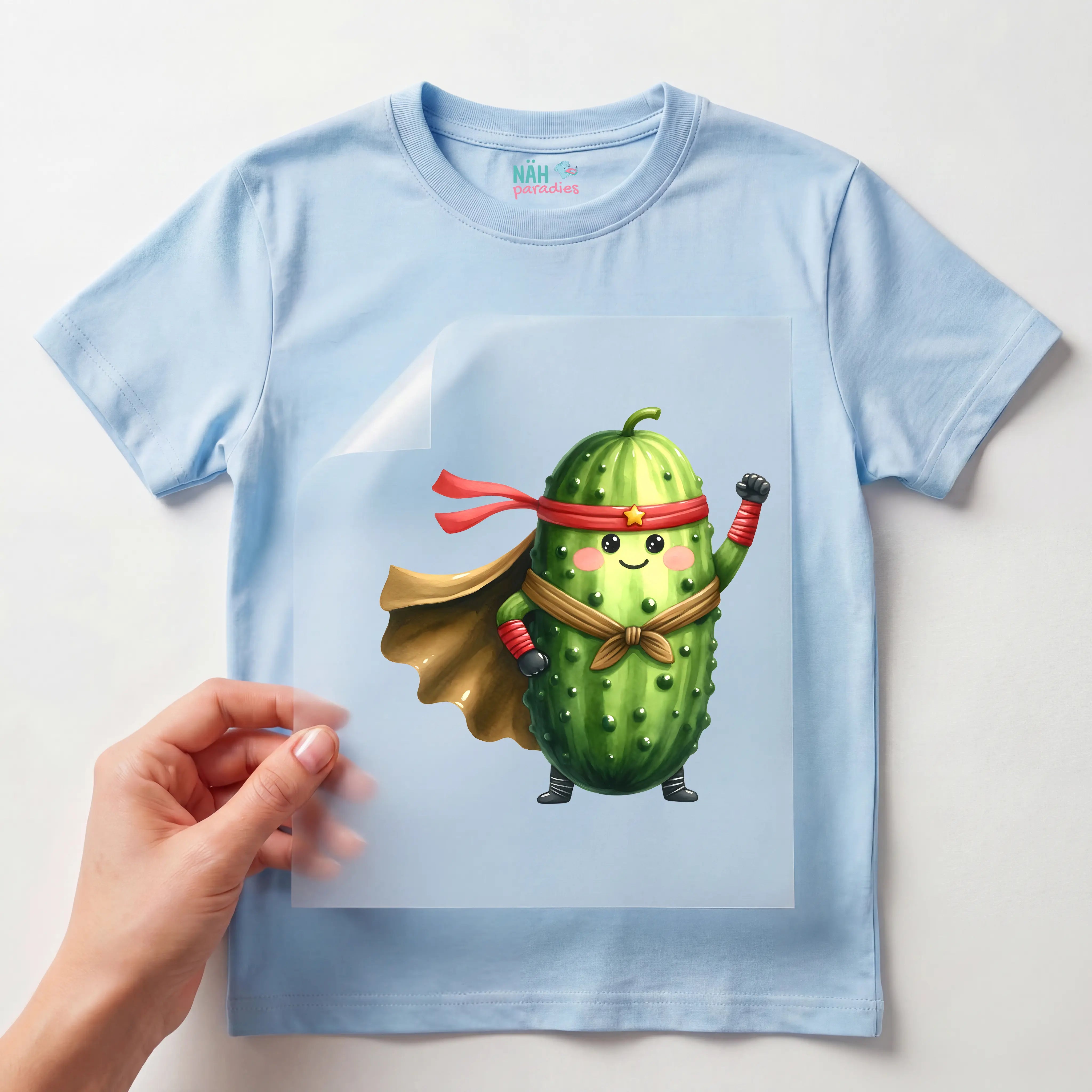 Bügelbild Superheld Gurke