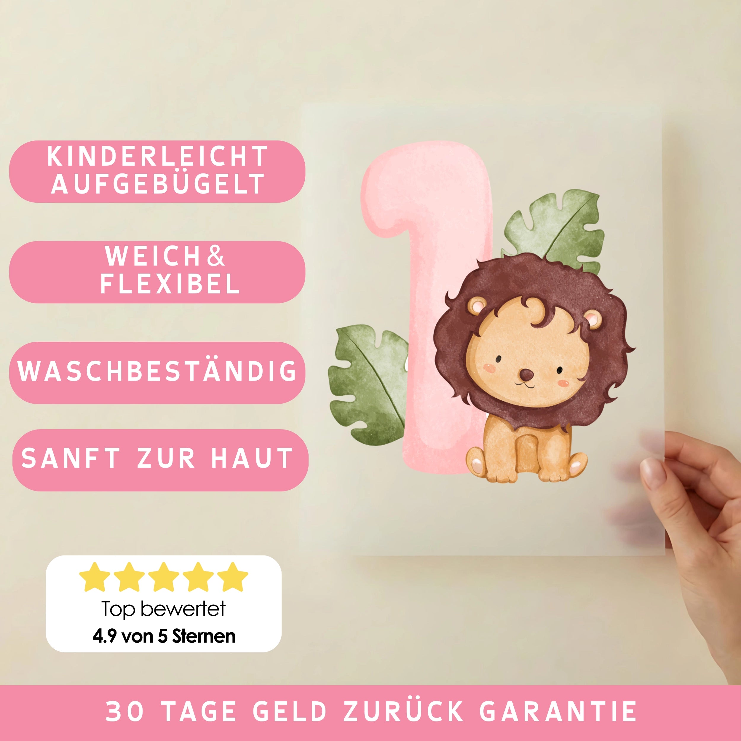 Bügelbild Zahl 1 Löwe