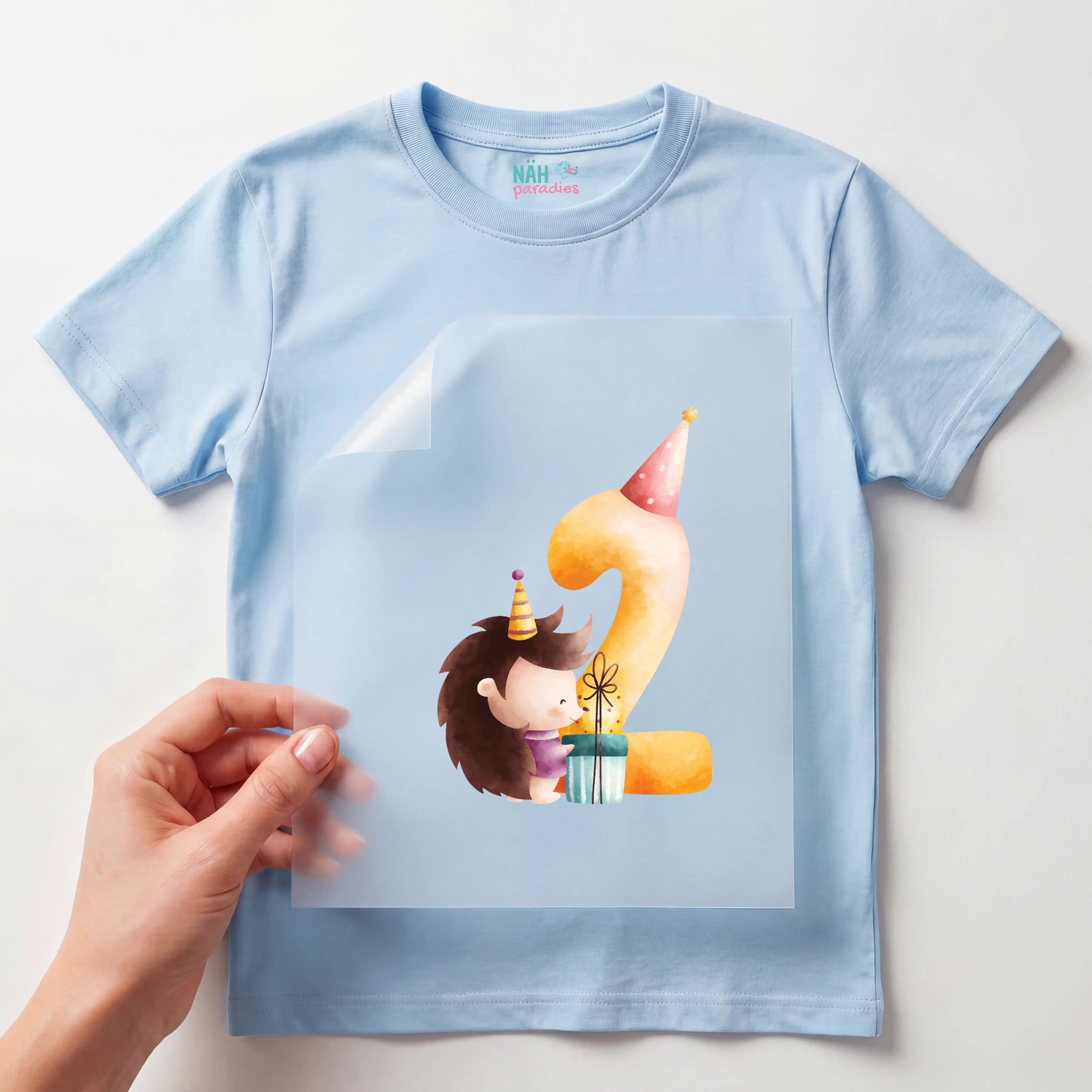 Bügelbild Zahl 2 Igel