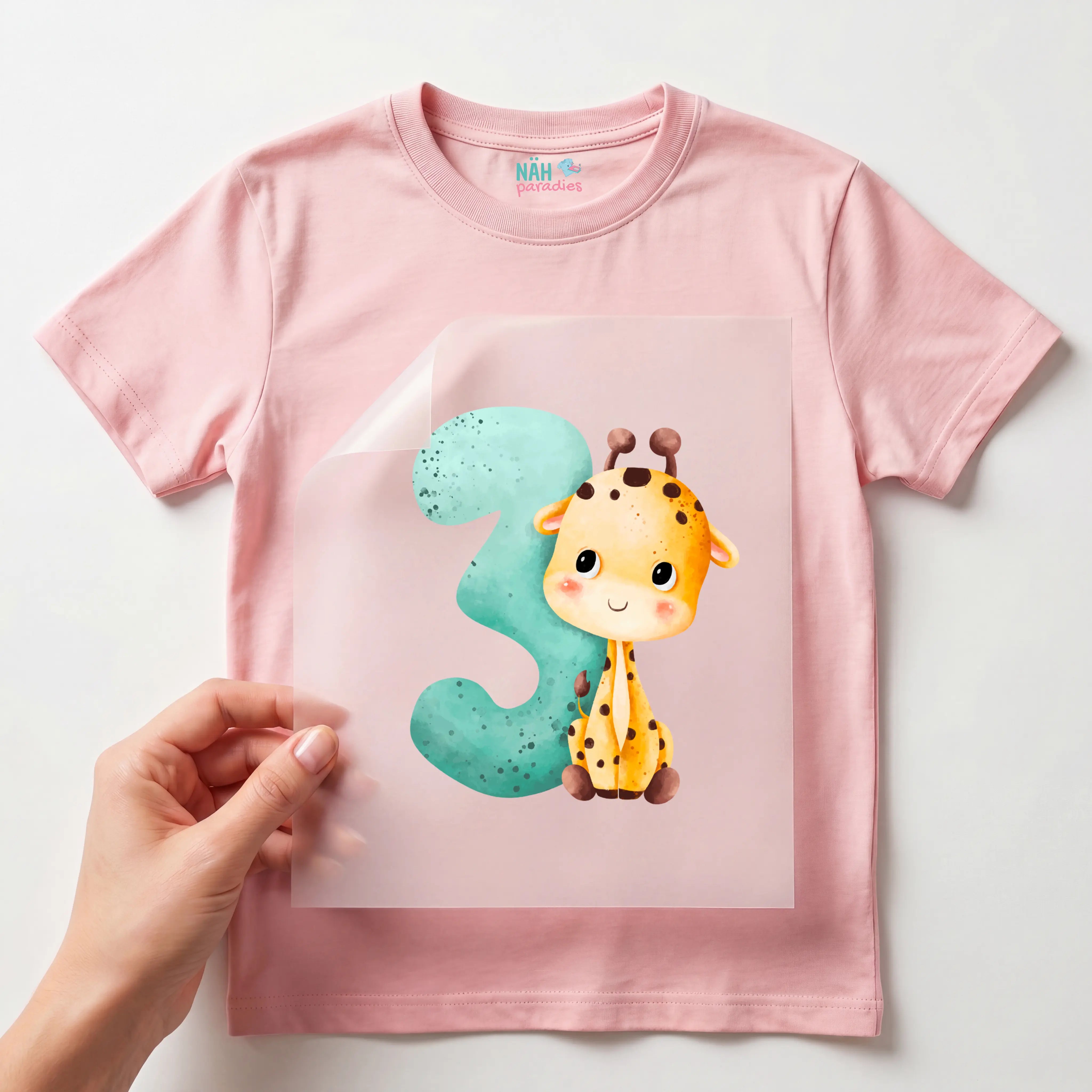 Bügelbild Zahl 3 Giraffe