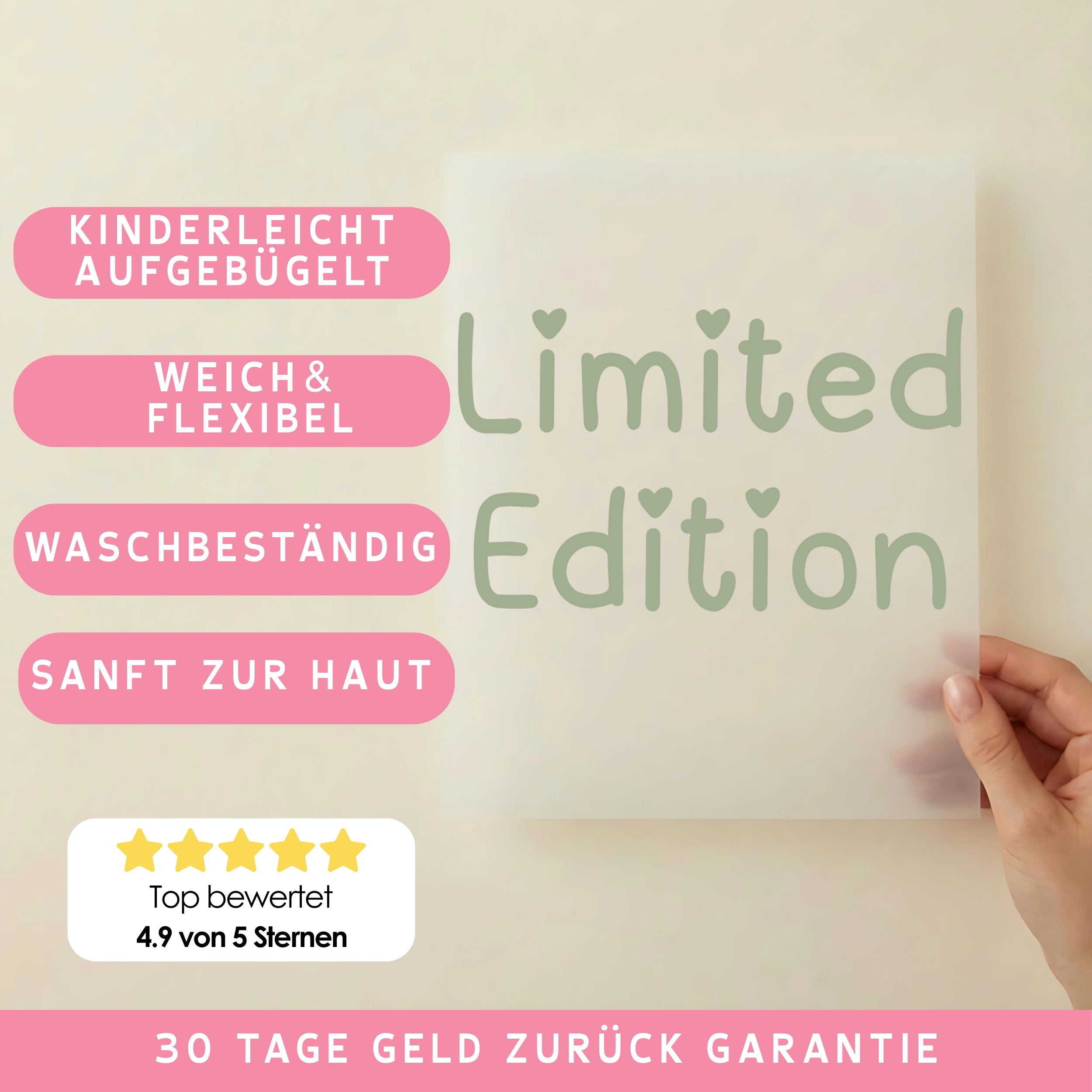Bügelbild Limited Edition Herzchen Grün