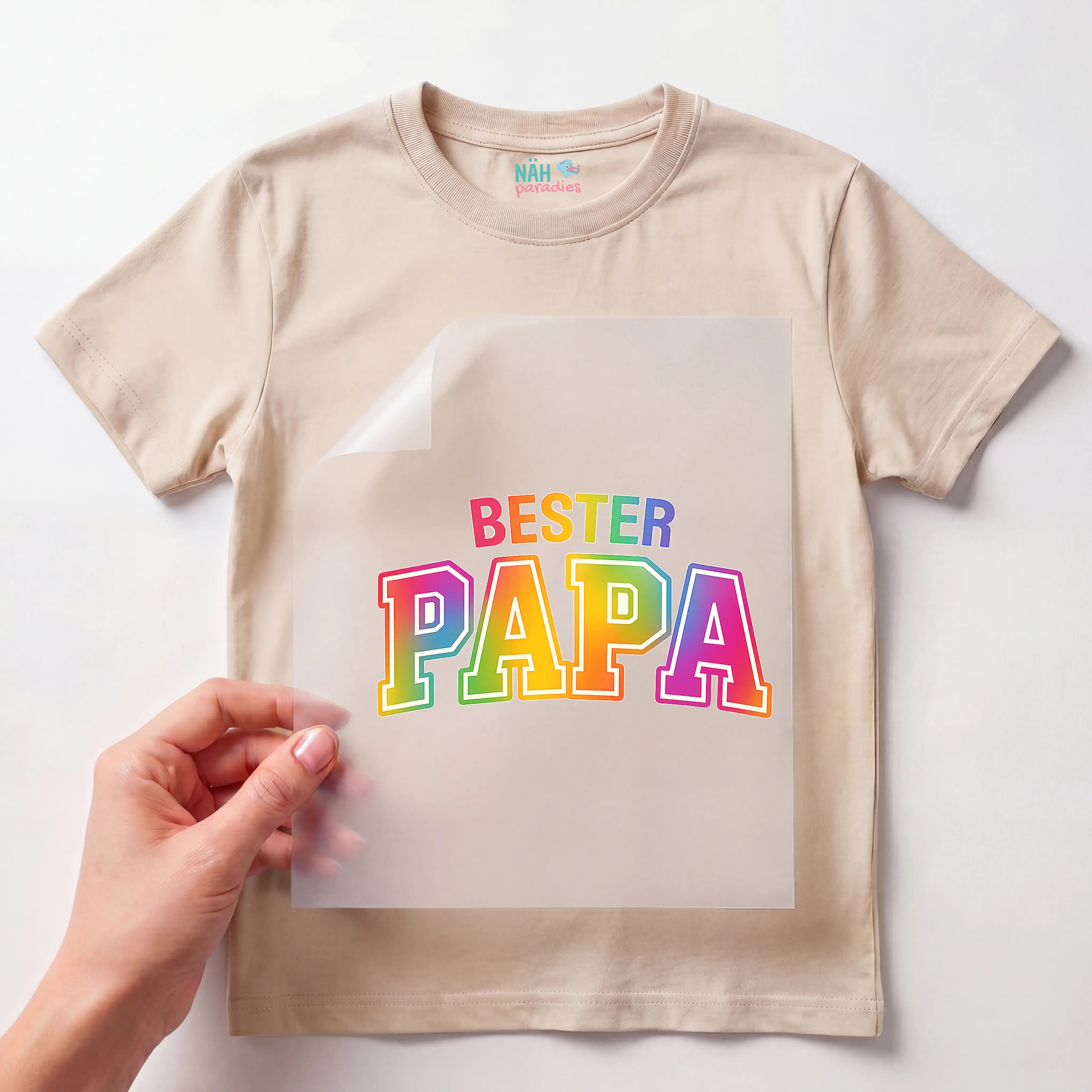 Bügelbild Schriftzug bester Papa bunt