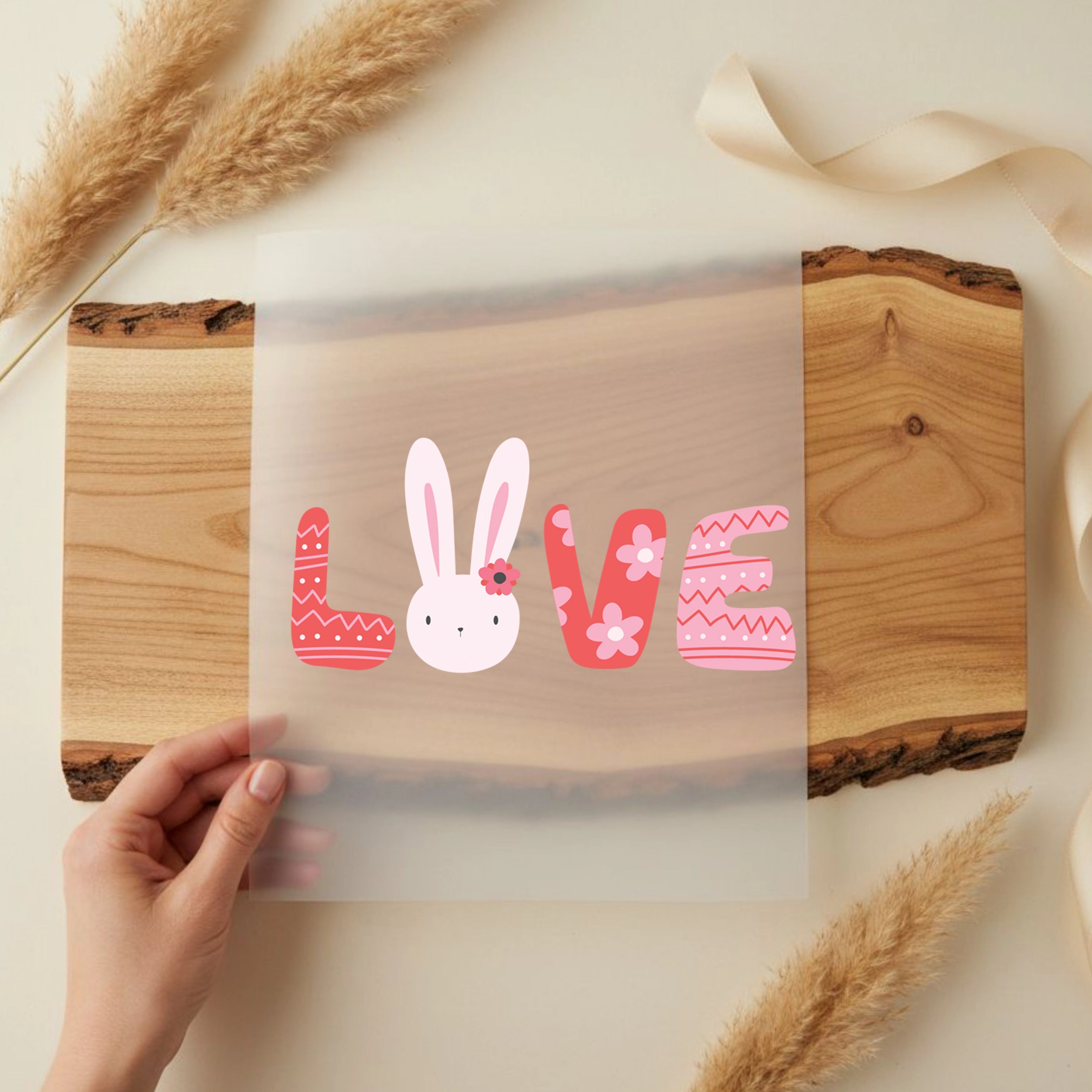 Bügelbild Love Hase