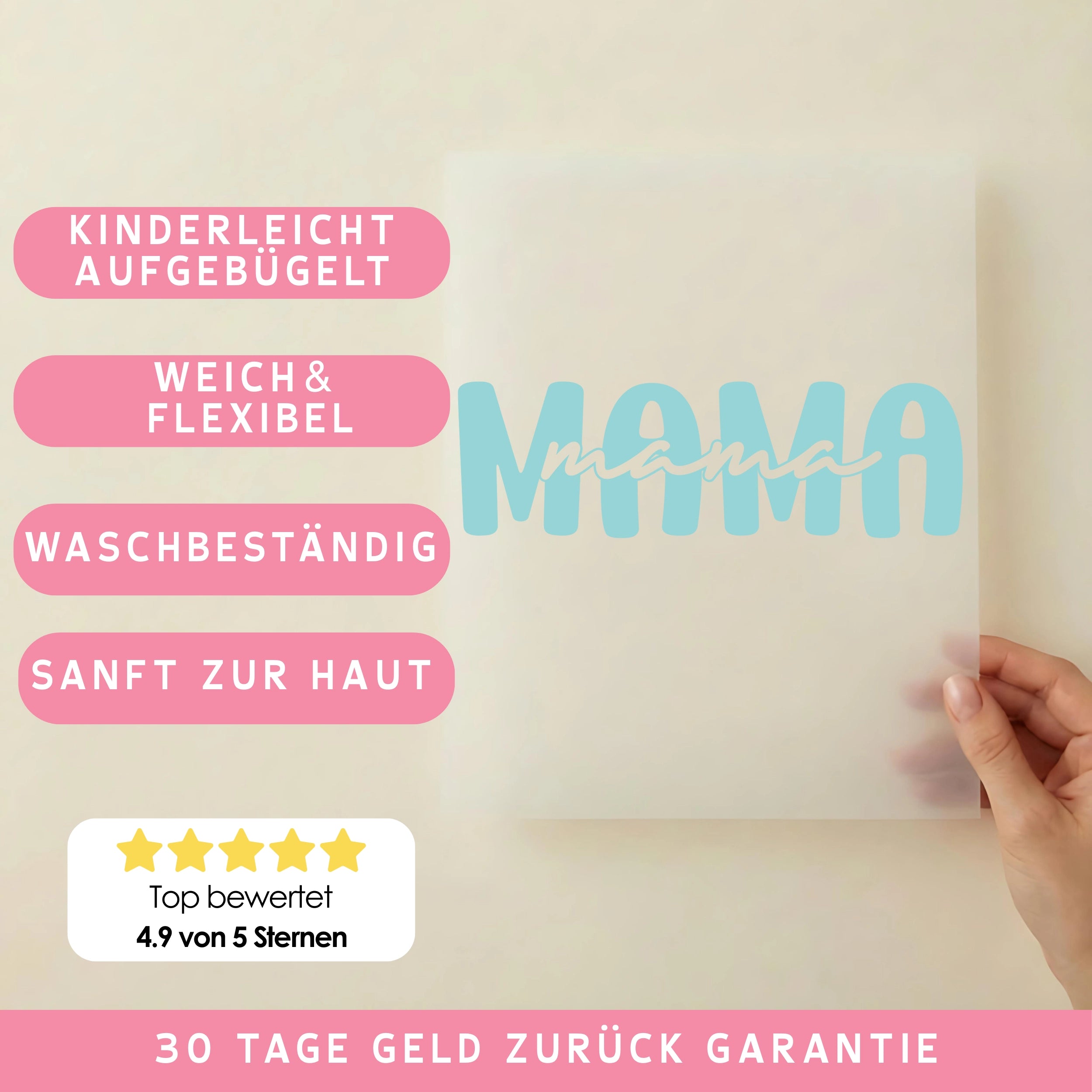 Bügelbild Mama Blau