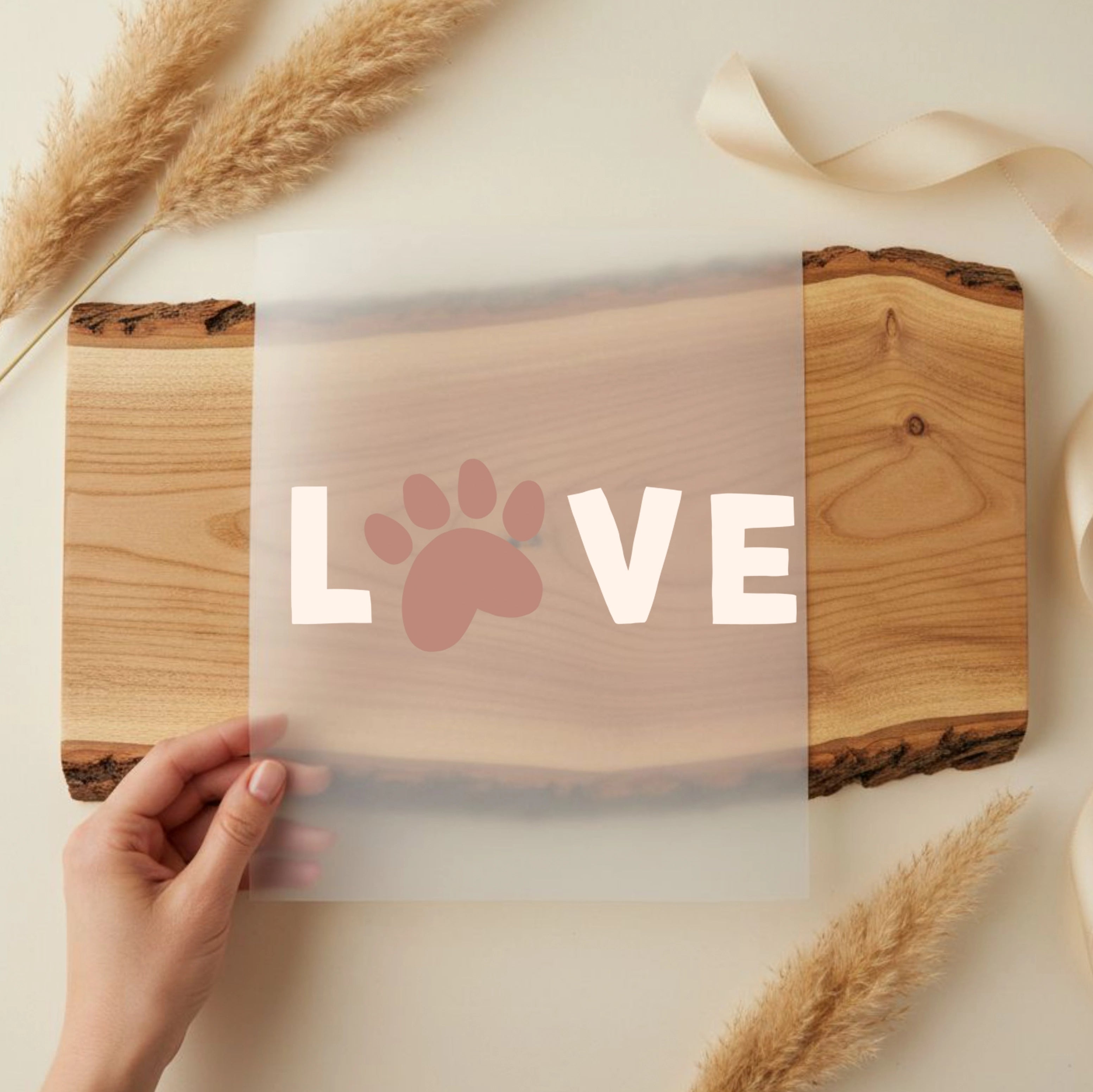 Bügelbild Love Pfote Beige