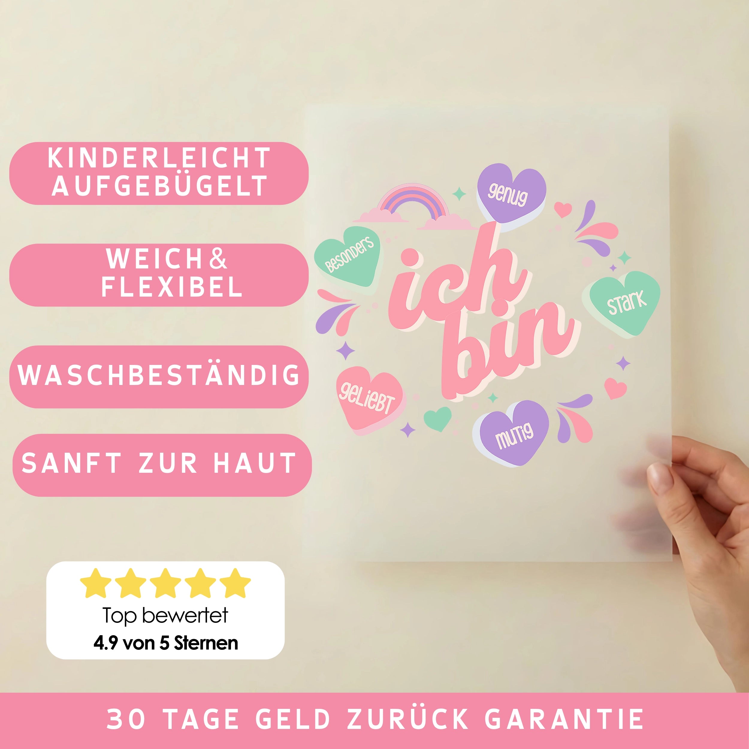 Bügelbild ich bin besonders Rosa Lila - M