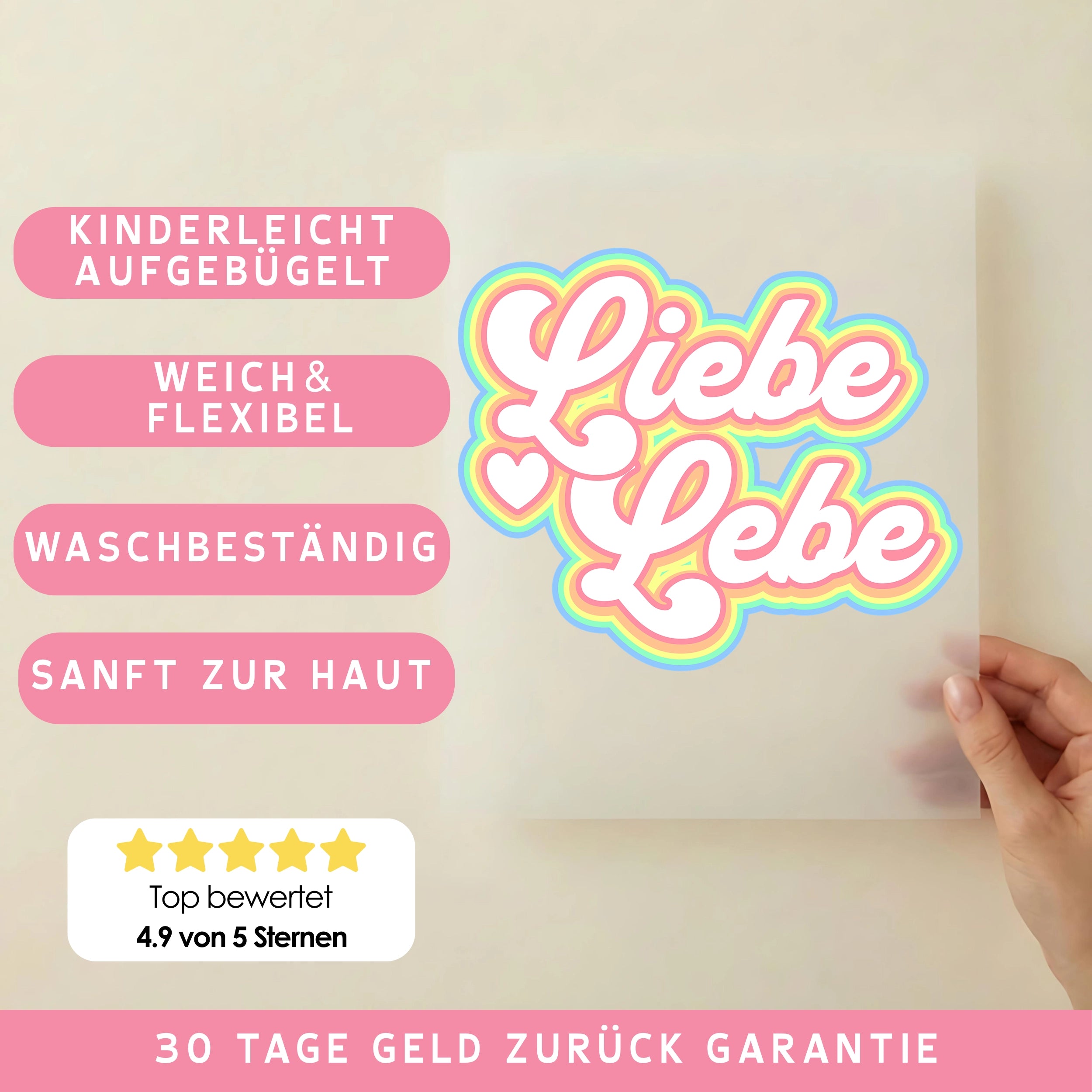 Bügelbild Liebe Lebe