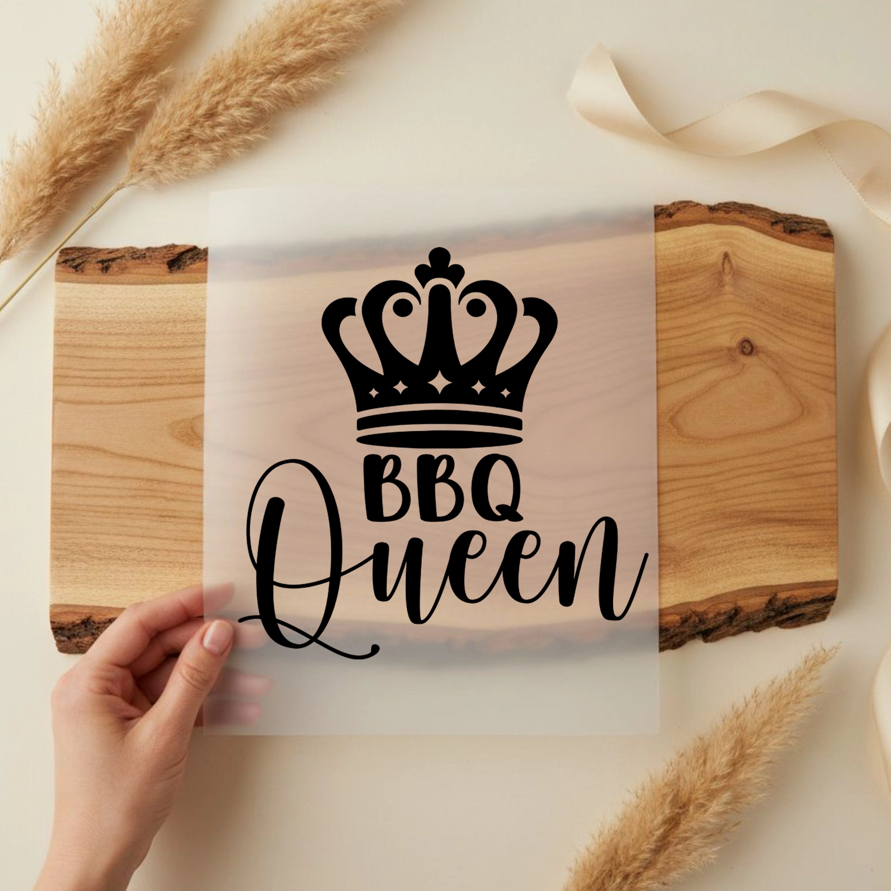 Bügelbild Schriftzug BBQ Queen