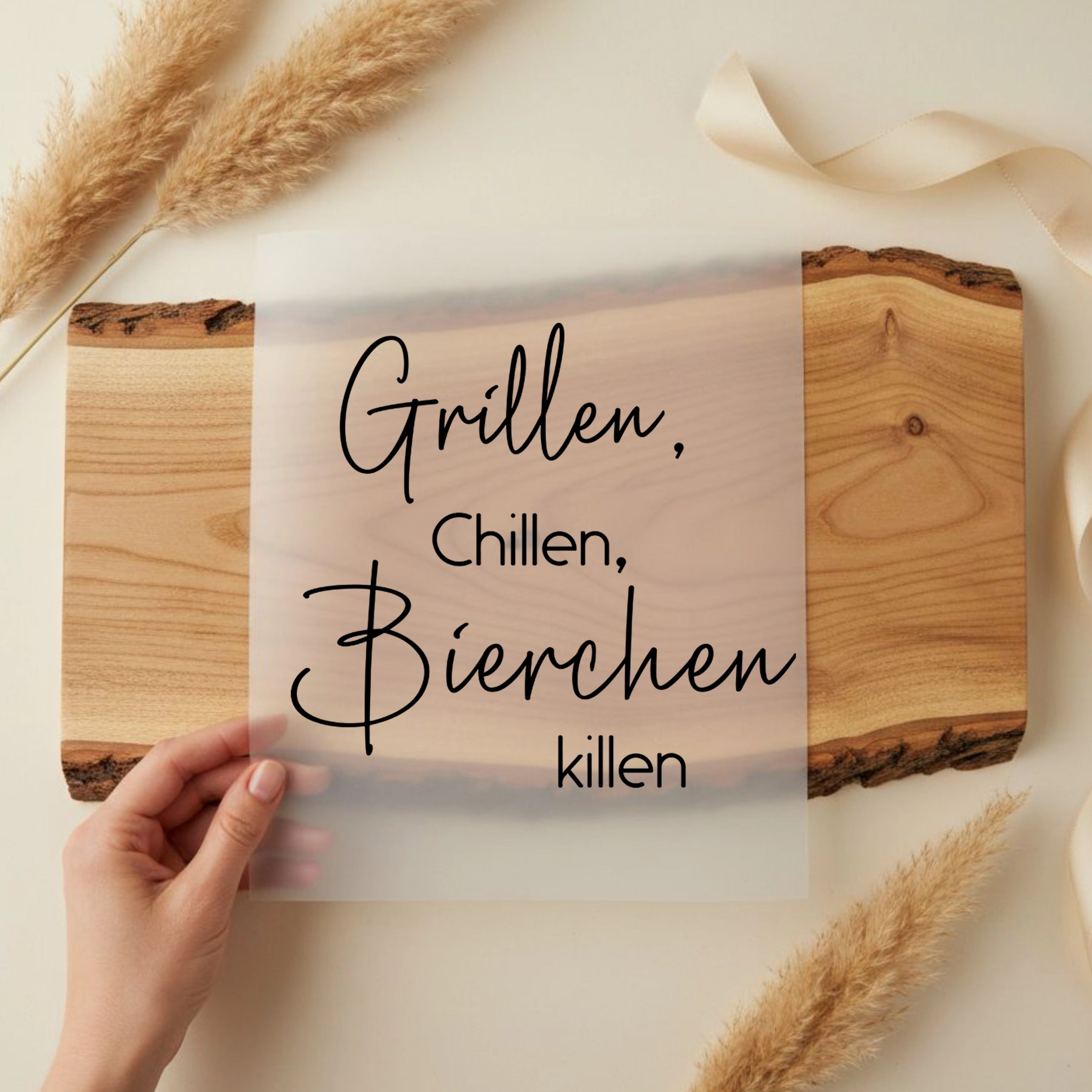 Bügelbild Schriftzug grillen, chillen