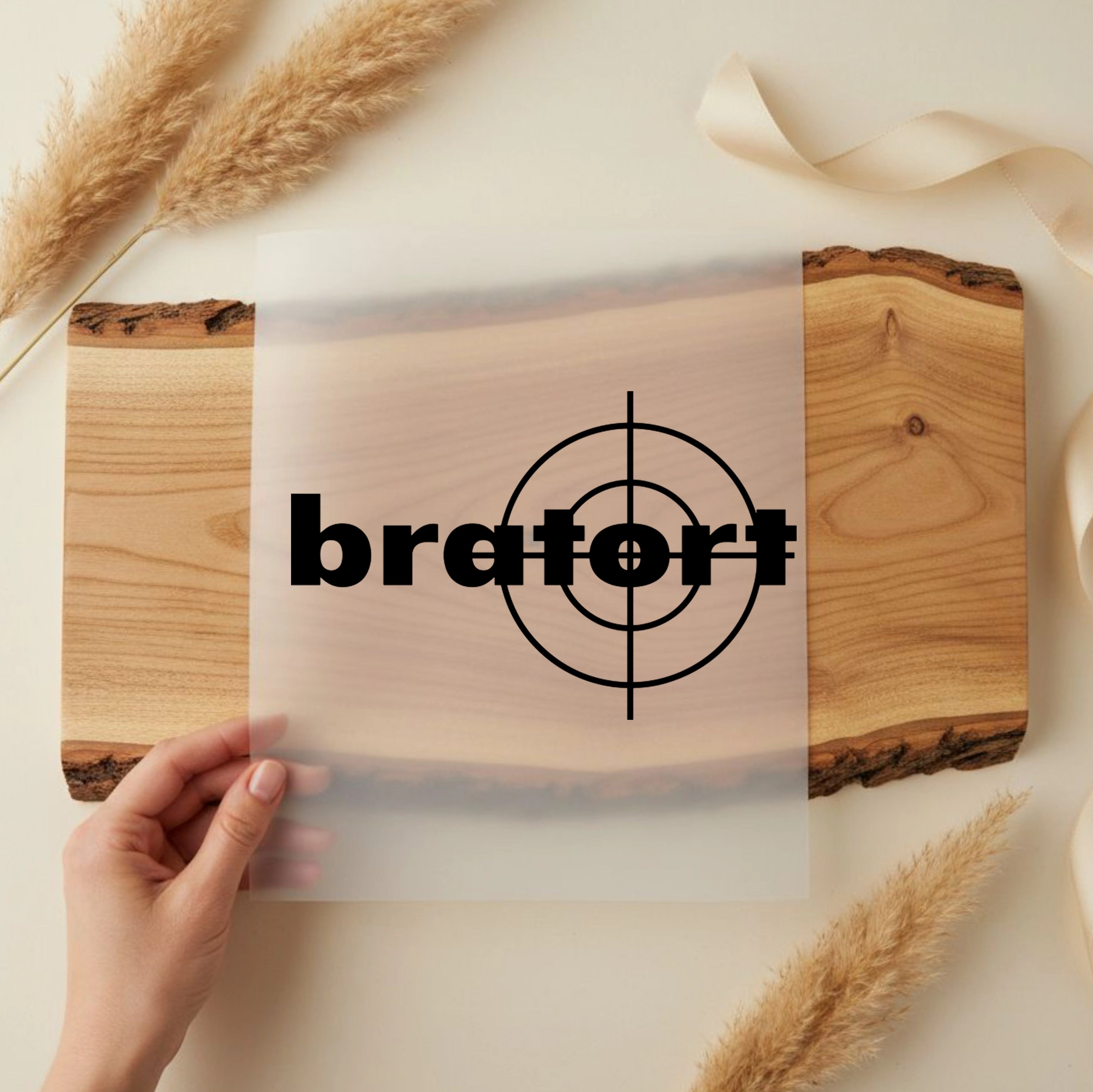 Bügelbild Schriftzug Bratort