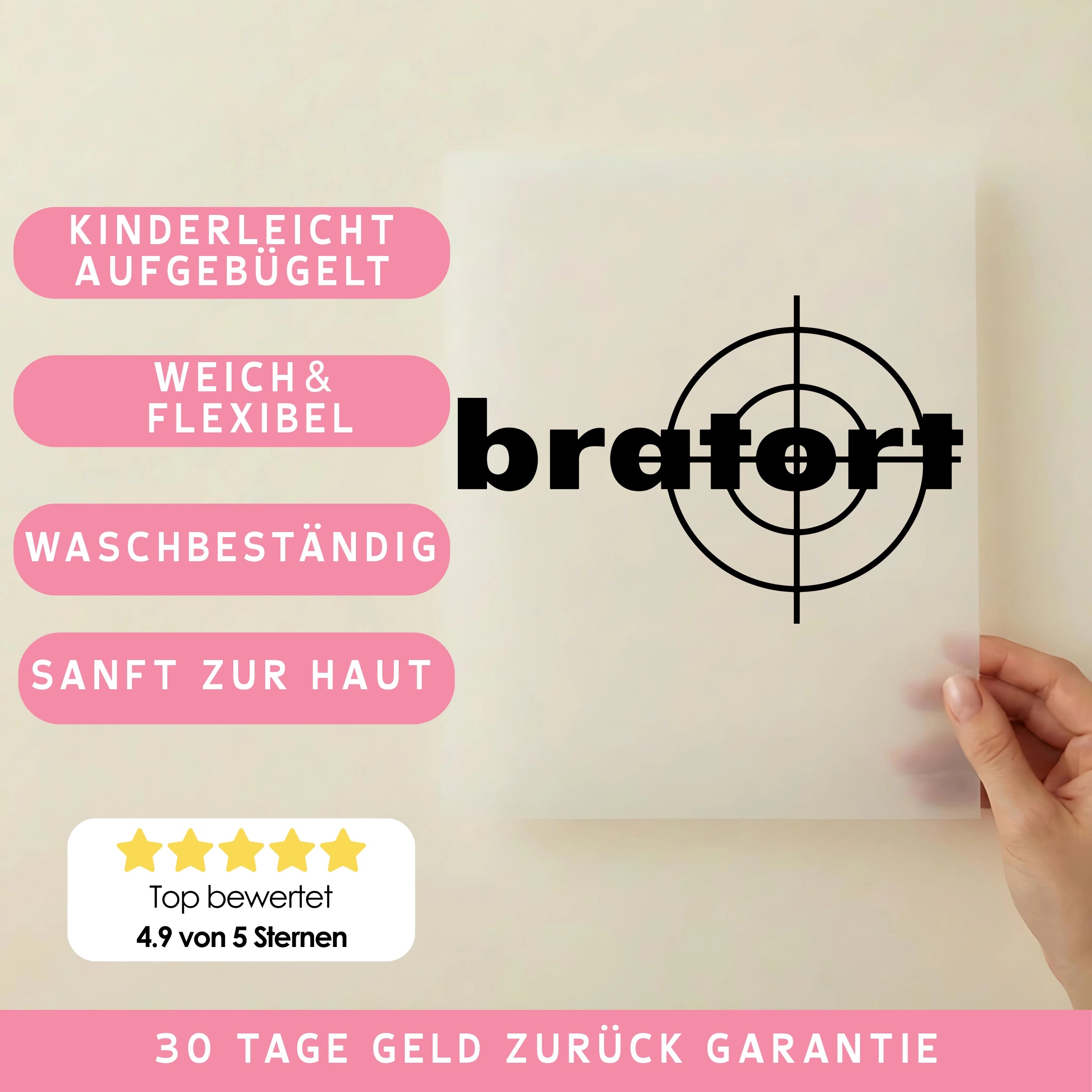 Bügelbild Schriftzug Bratort