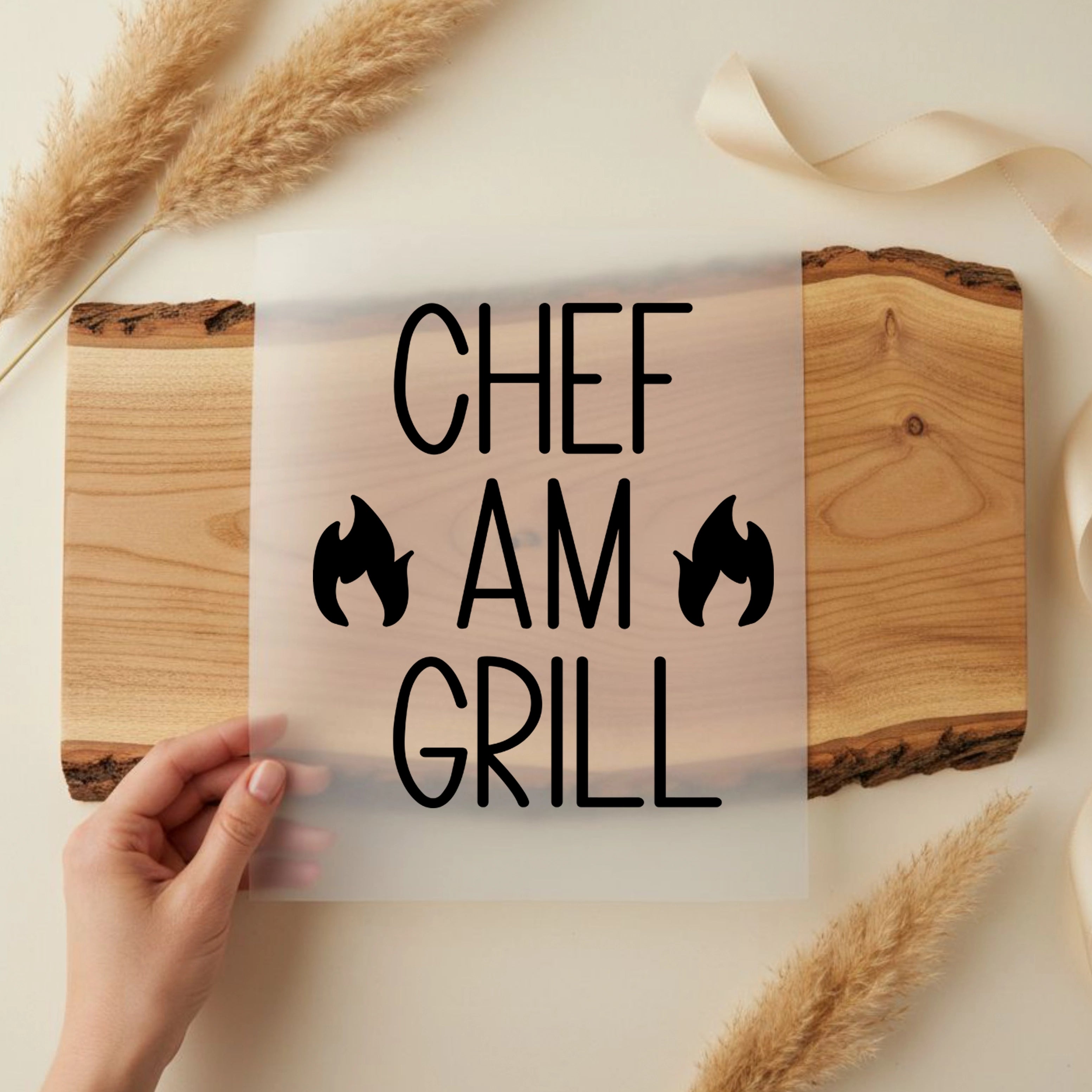 Bügelbild Schriftzug Chef am Grill