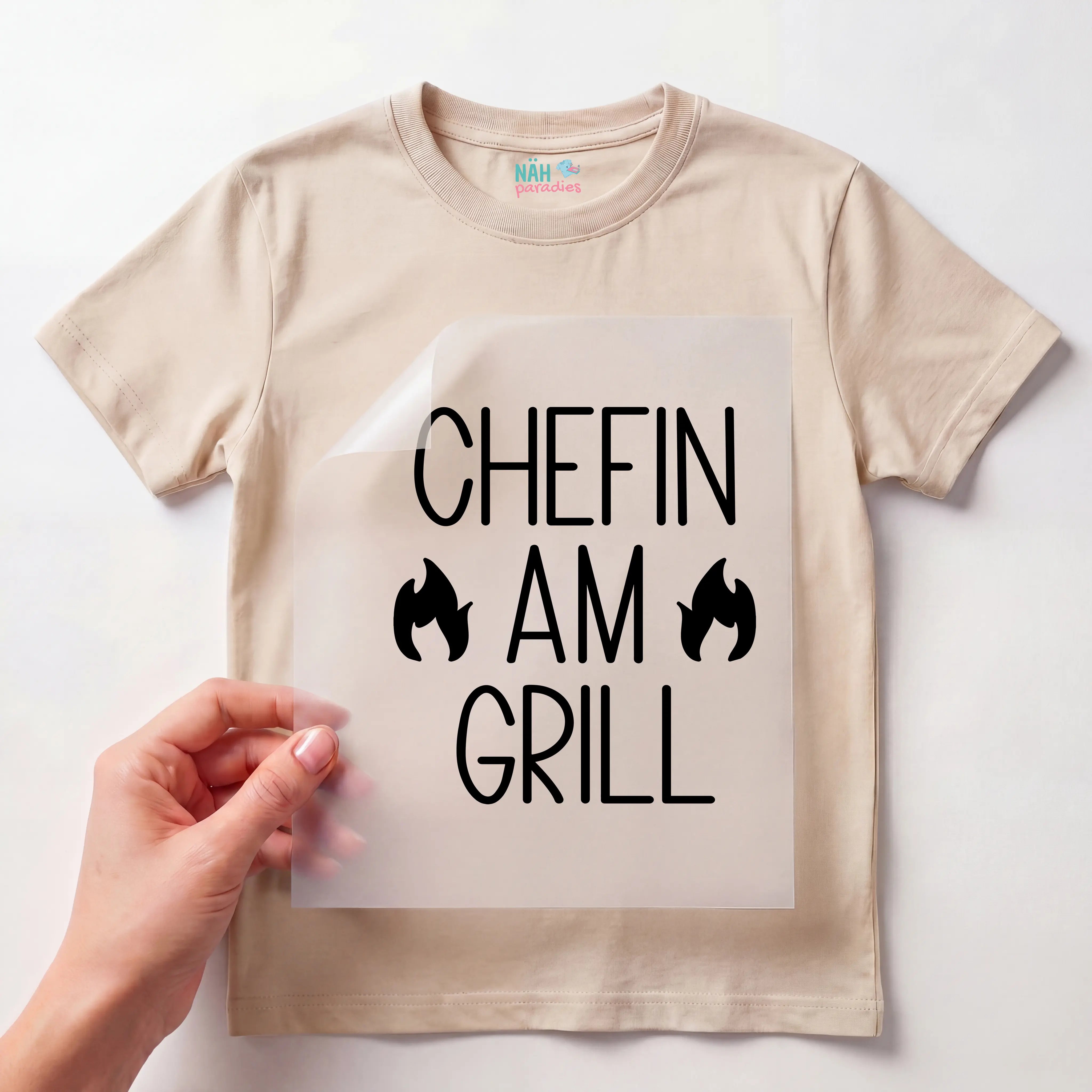 Bügelbild Schriftzug Chefin am Grill