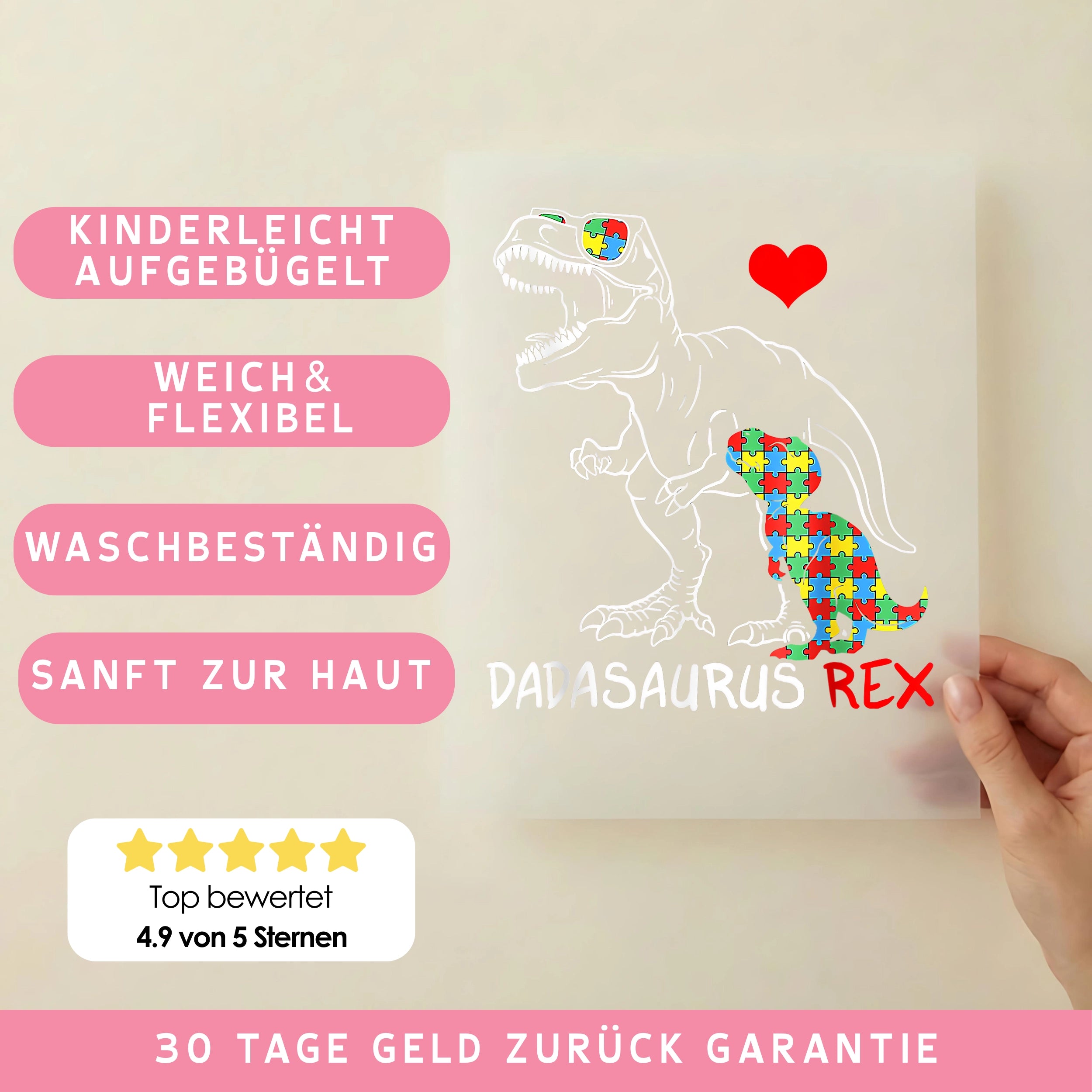 Bügelbild Dinosaurier Papa Dadasaurus Rex