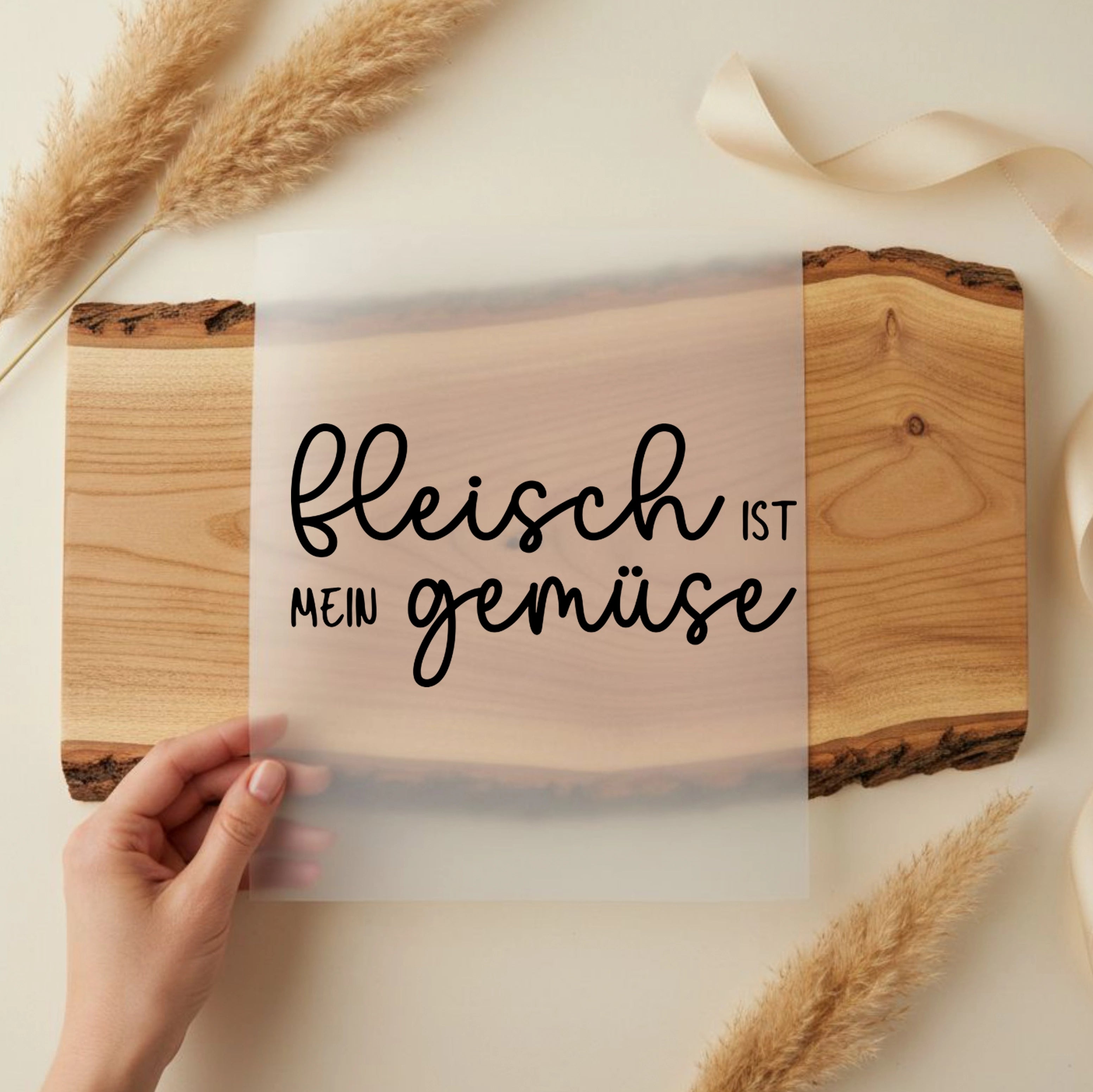 Bügelbild Schriftzug Fleisch ist mein Gemüse