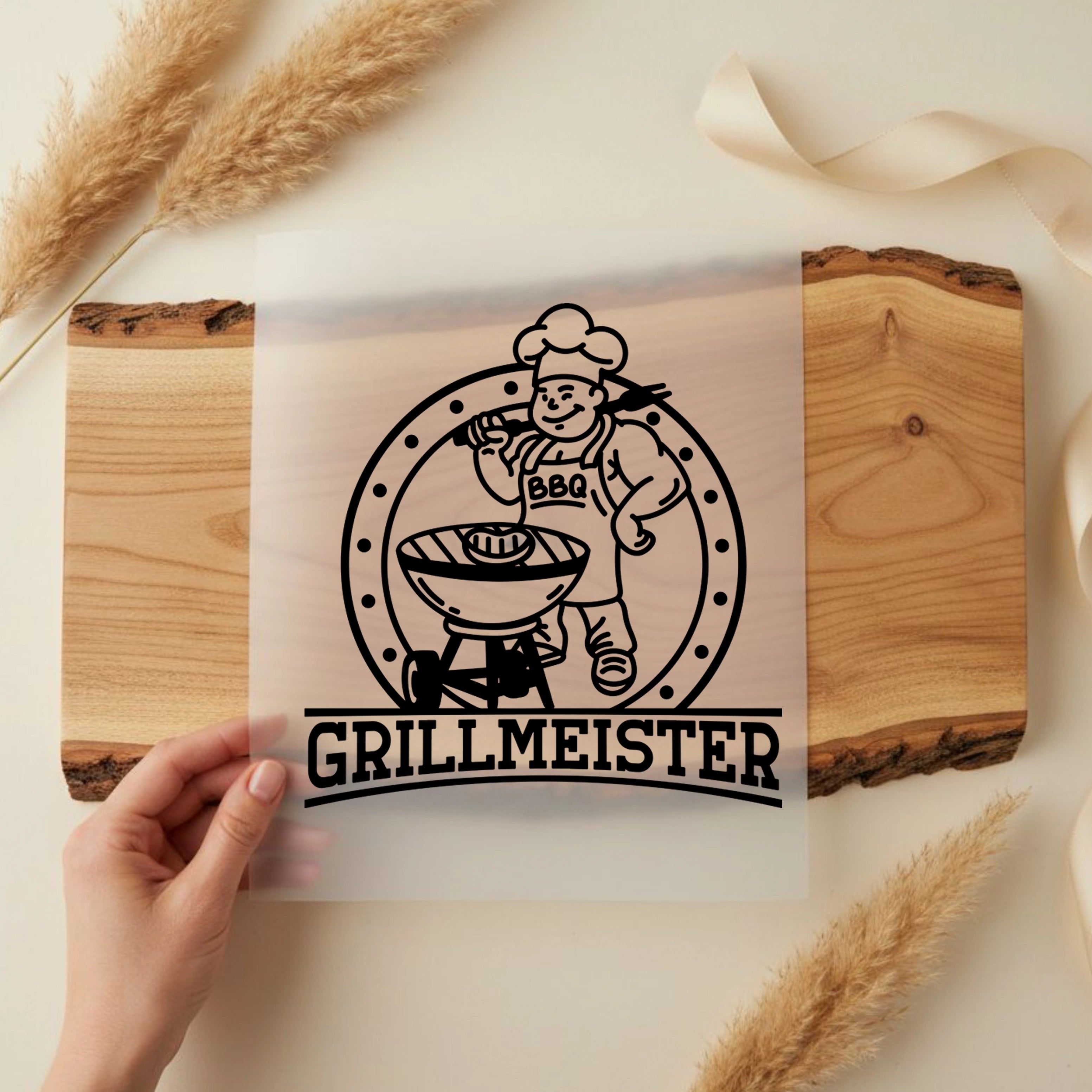 Bügelbild Schriftzug Grillmeister