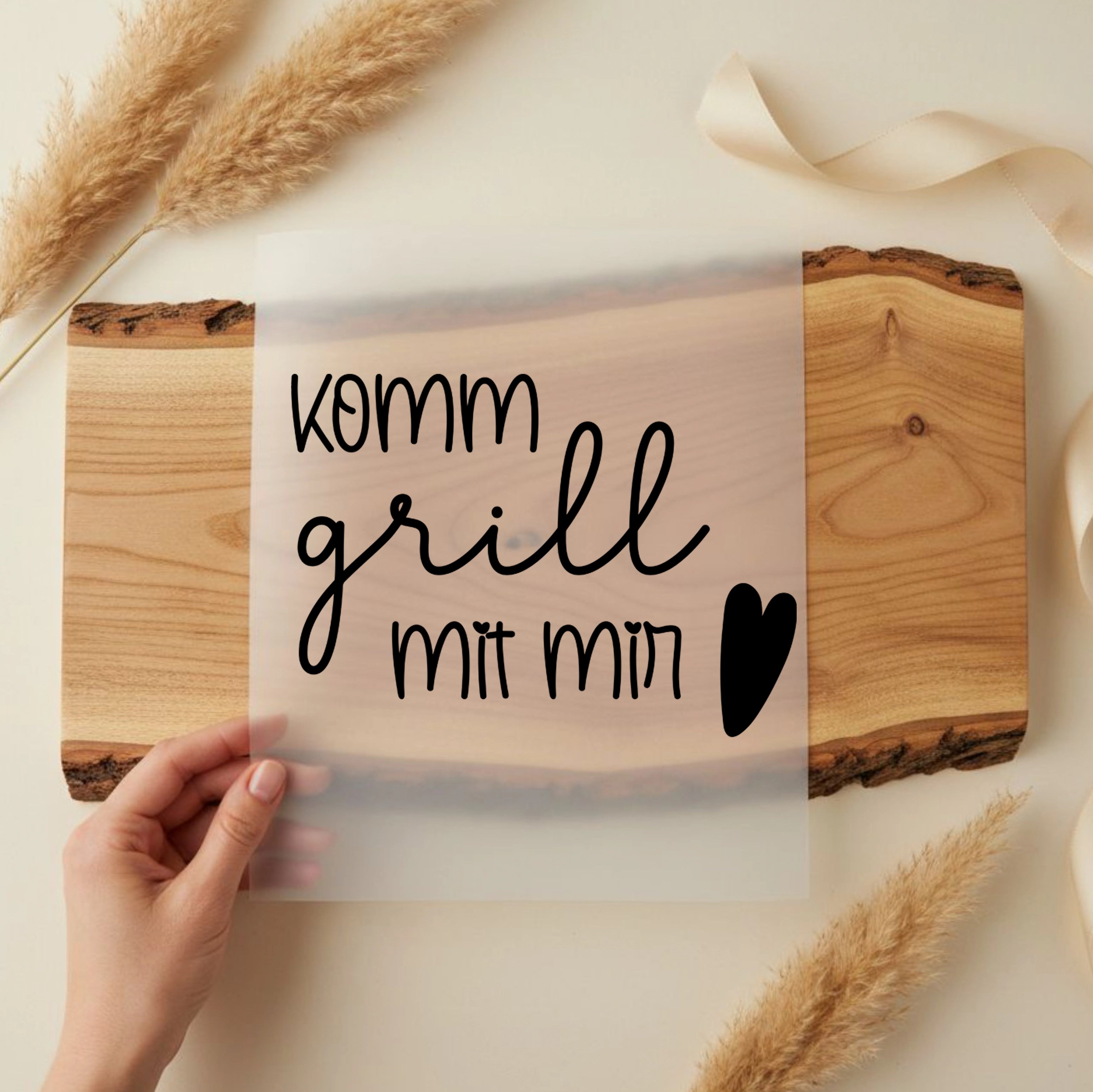 Bügelbild Schriftzug Komm grill mit mir