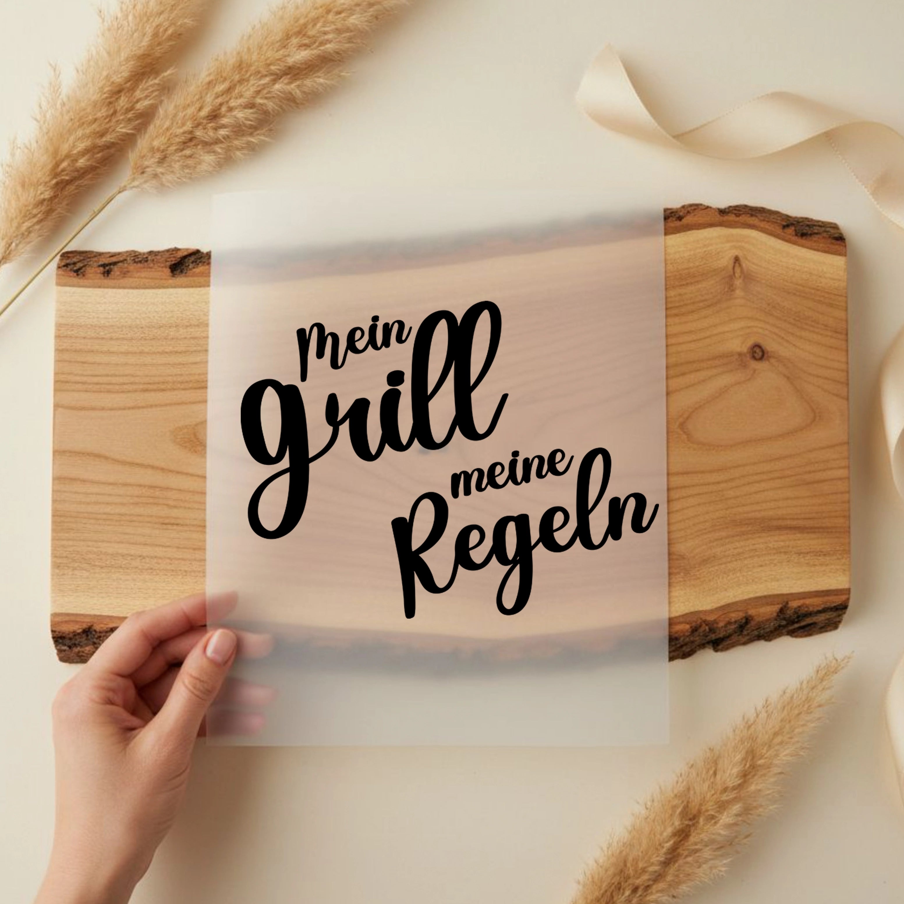 Bügelbild Schriftzug Mein Grill, meine Regeln