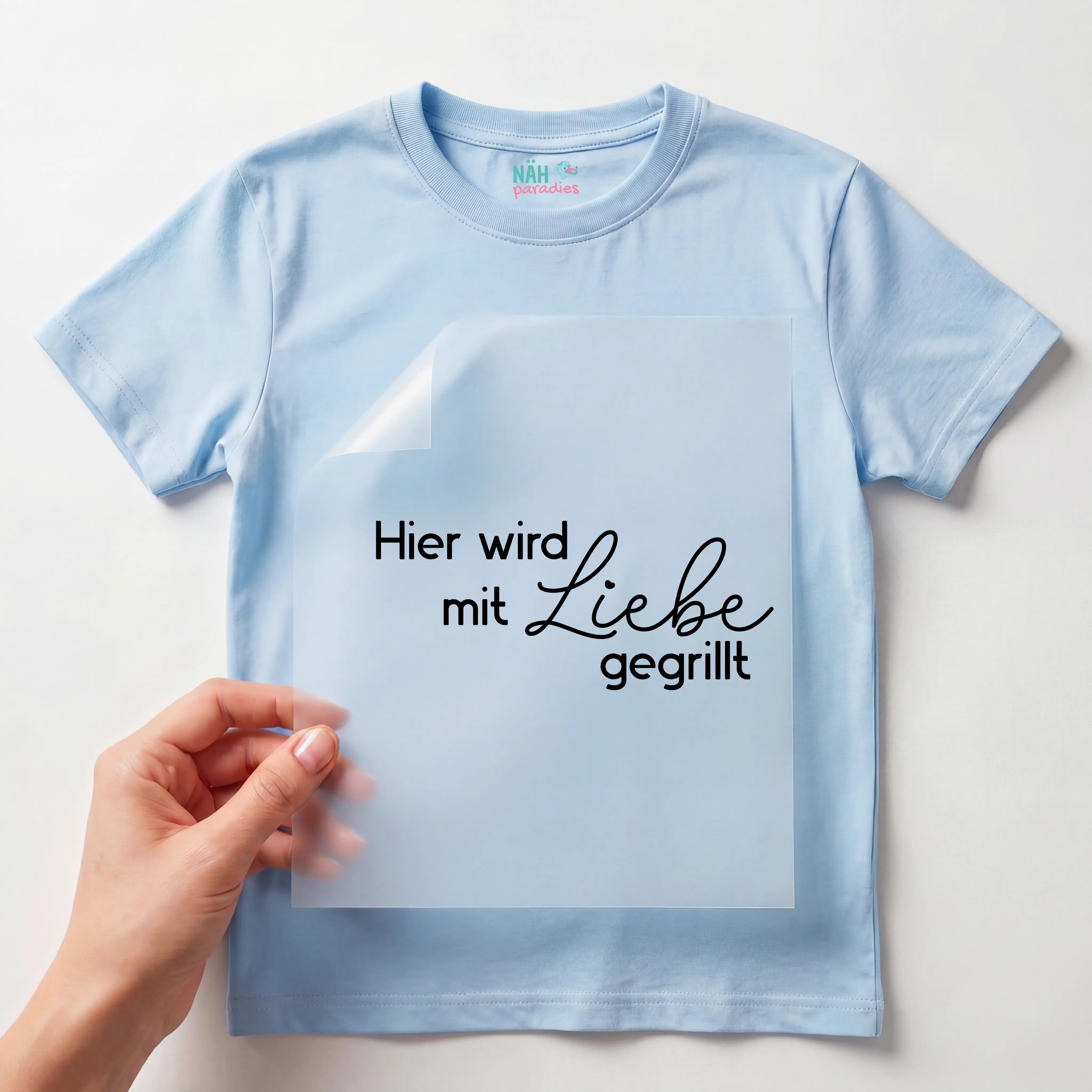 Bügelbild Schriftzug Mit Liebe gegrillt