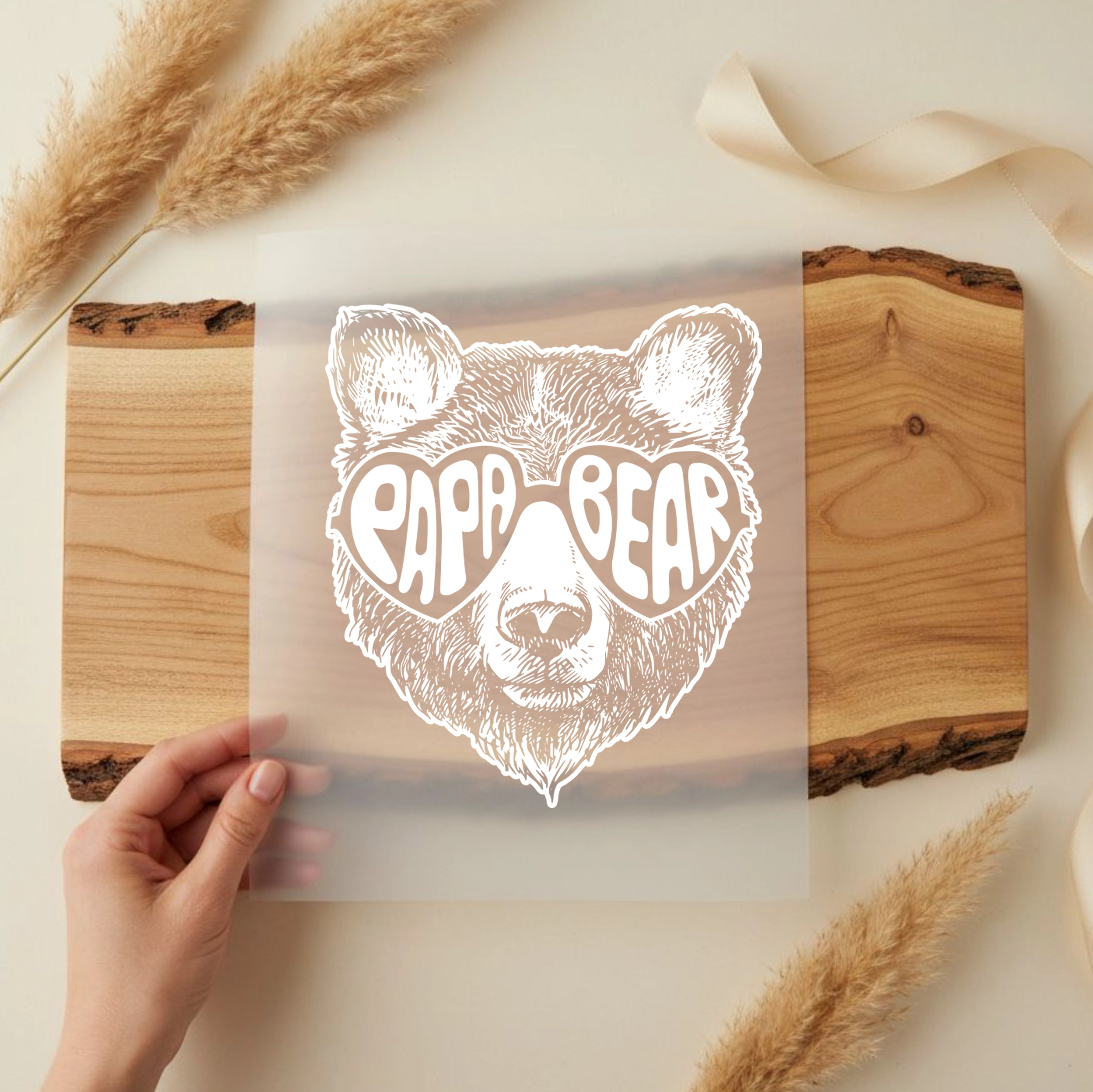 Bügelbild Papa Bear Sonnenbrille Weiß