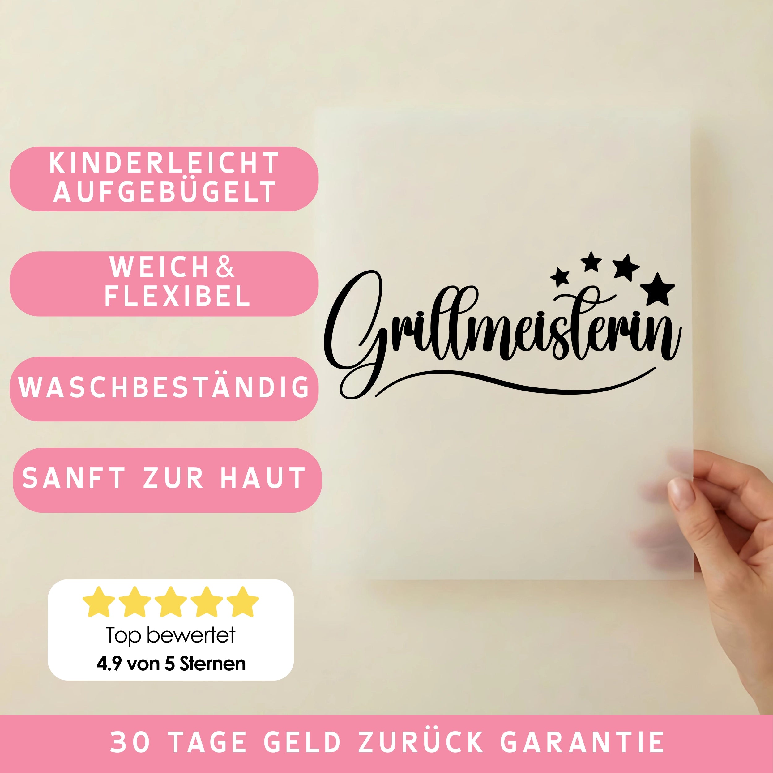 Bügelbild Schriftzug Grillmeisterin