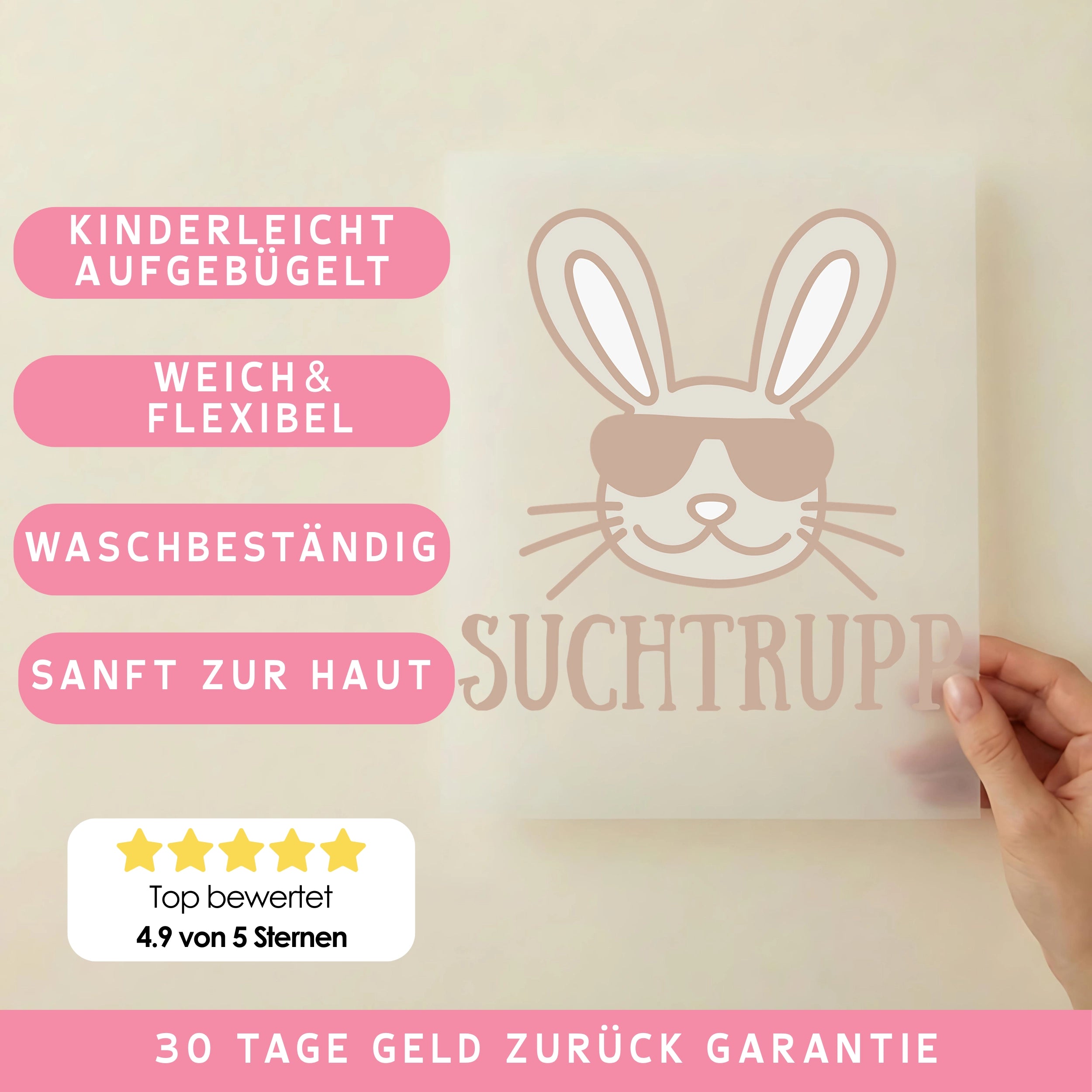 Bügelbild Hasen Suchtrupp