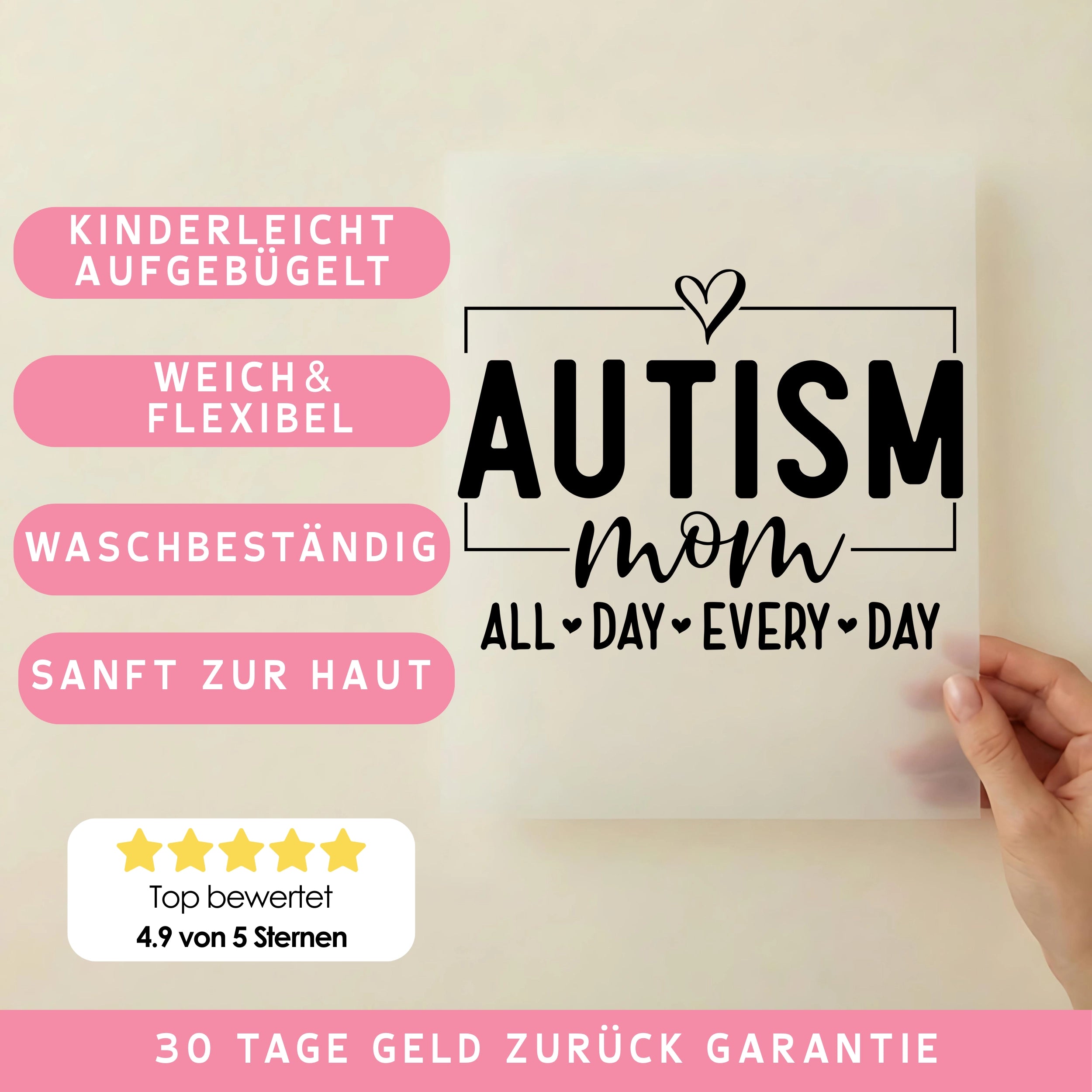 Bügelbild Autism Mom schwarz