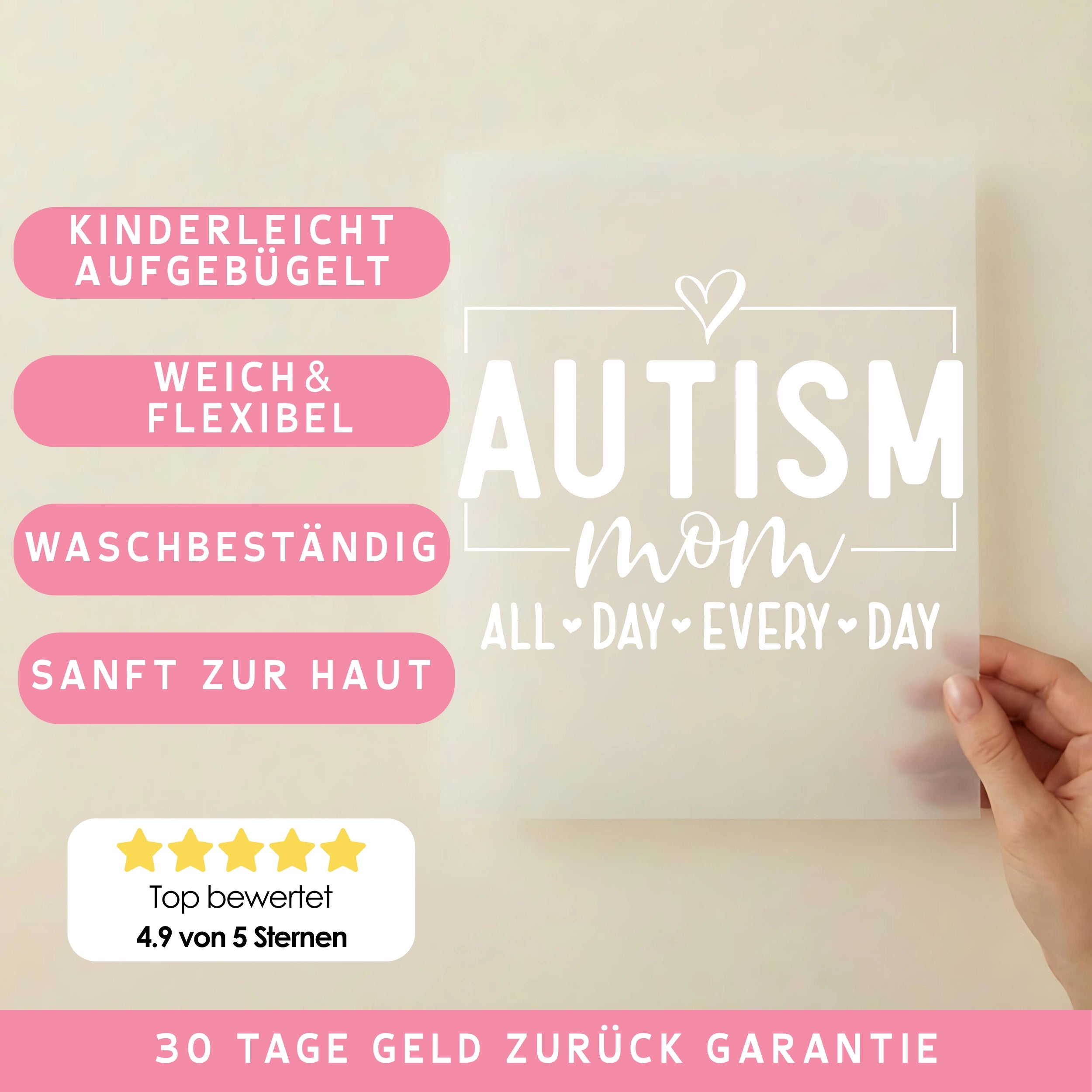 Bügelbild Autism Mom weiß