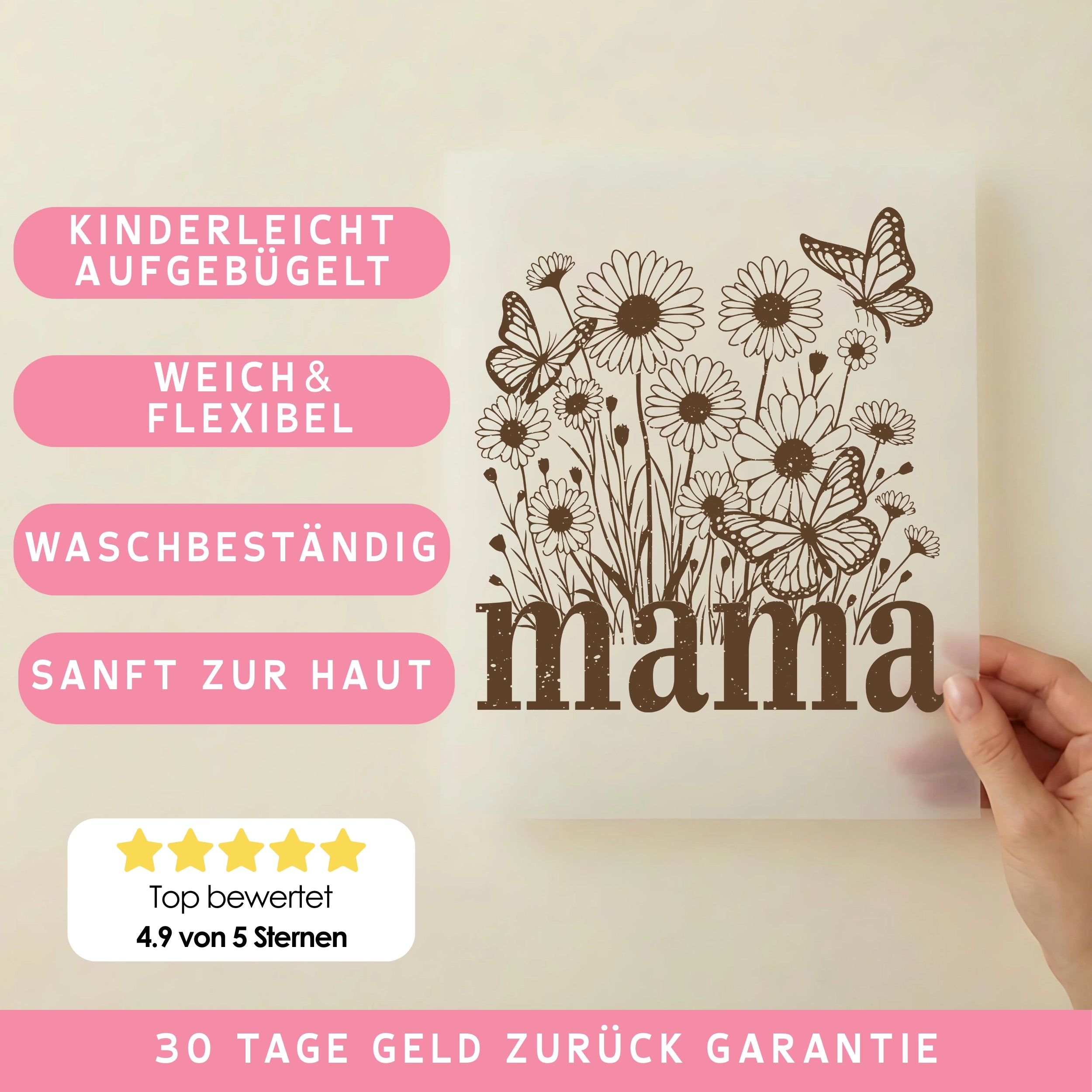 Bügelbild Mama Schmetterlingtraum