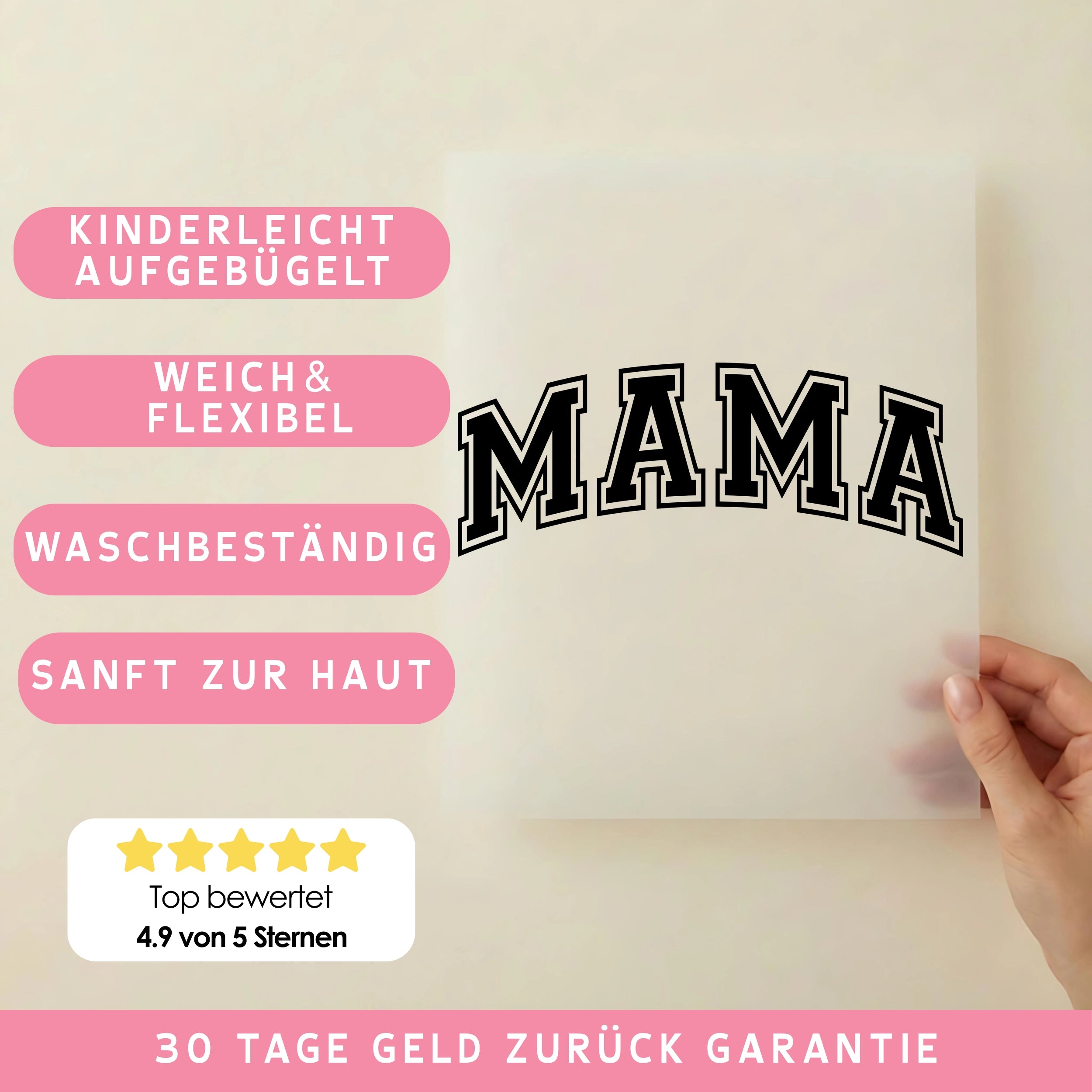Bügelbild Mama Schriftzug