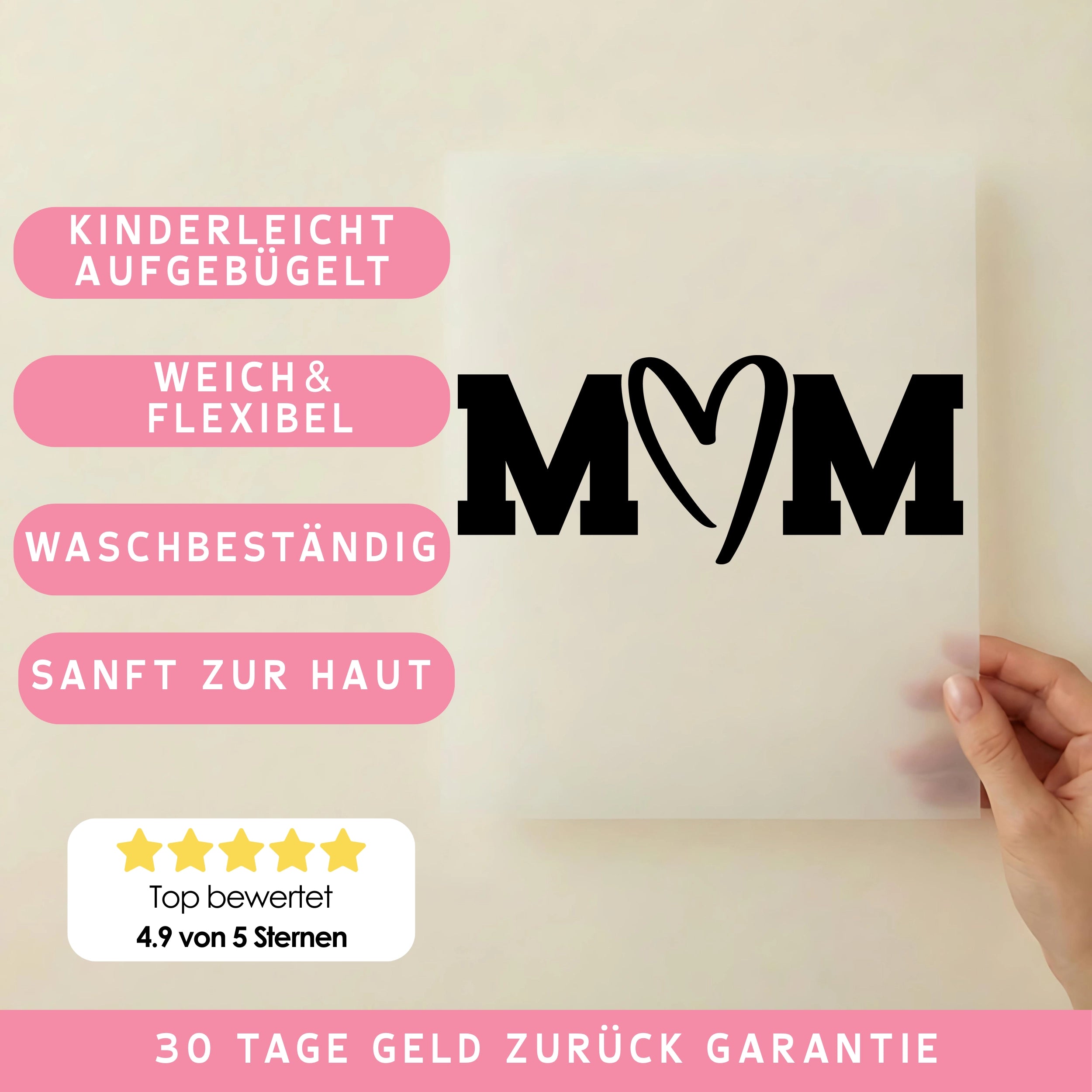 Bügelbild Mom schwarz