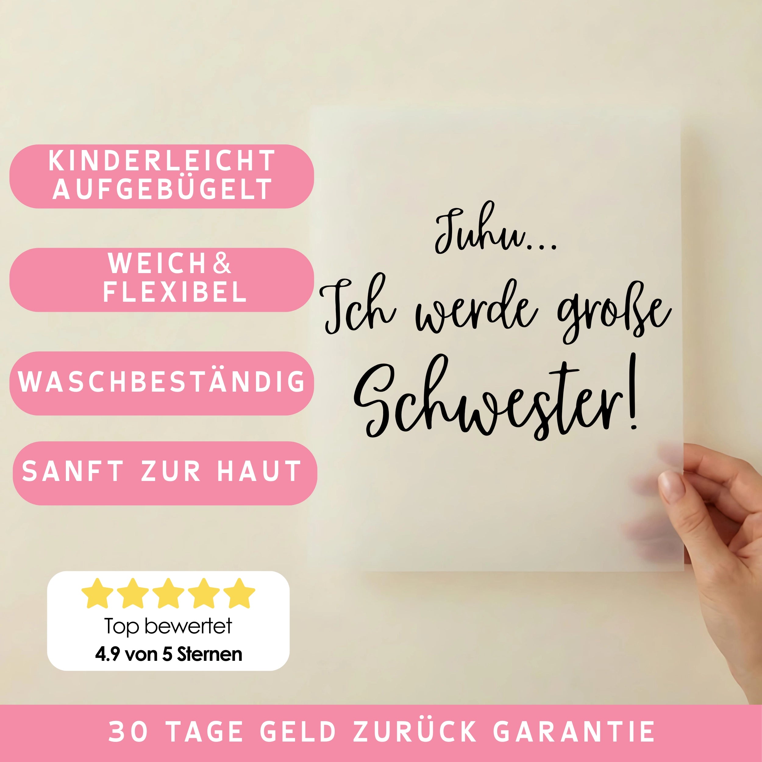 Bügelbild Juhu ich werde große Schwester