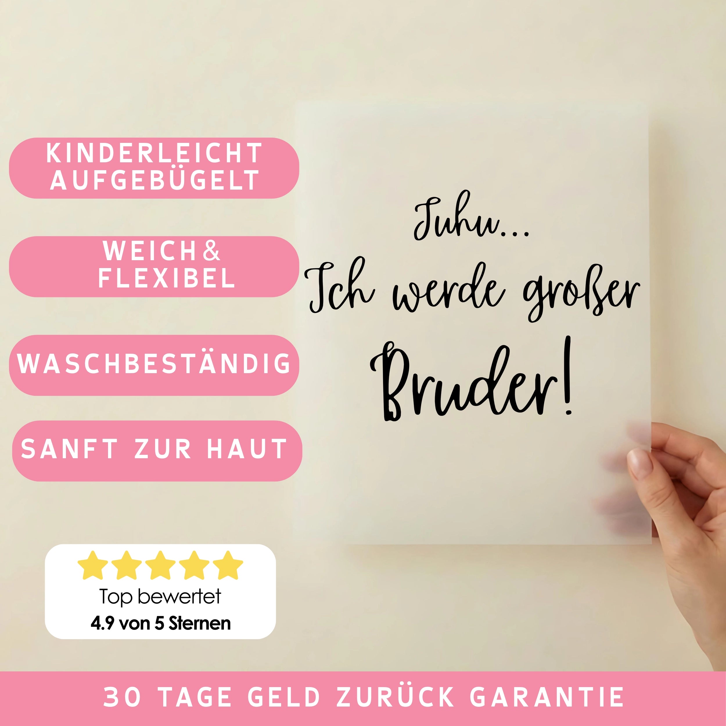 Bügelbild Juhu ich werde großer Bruder