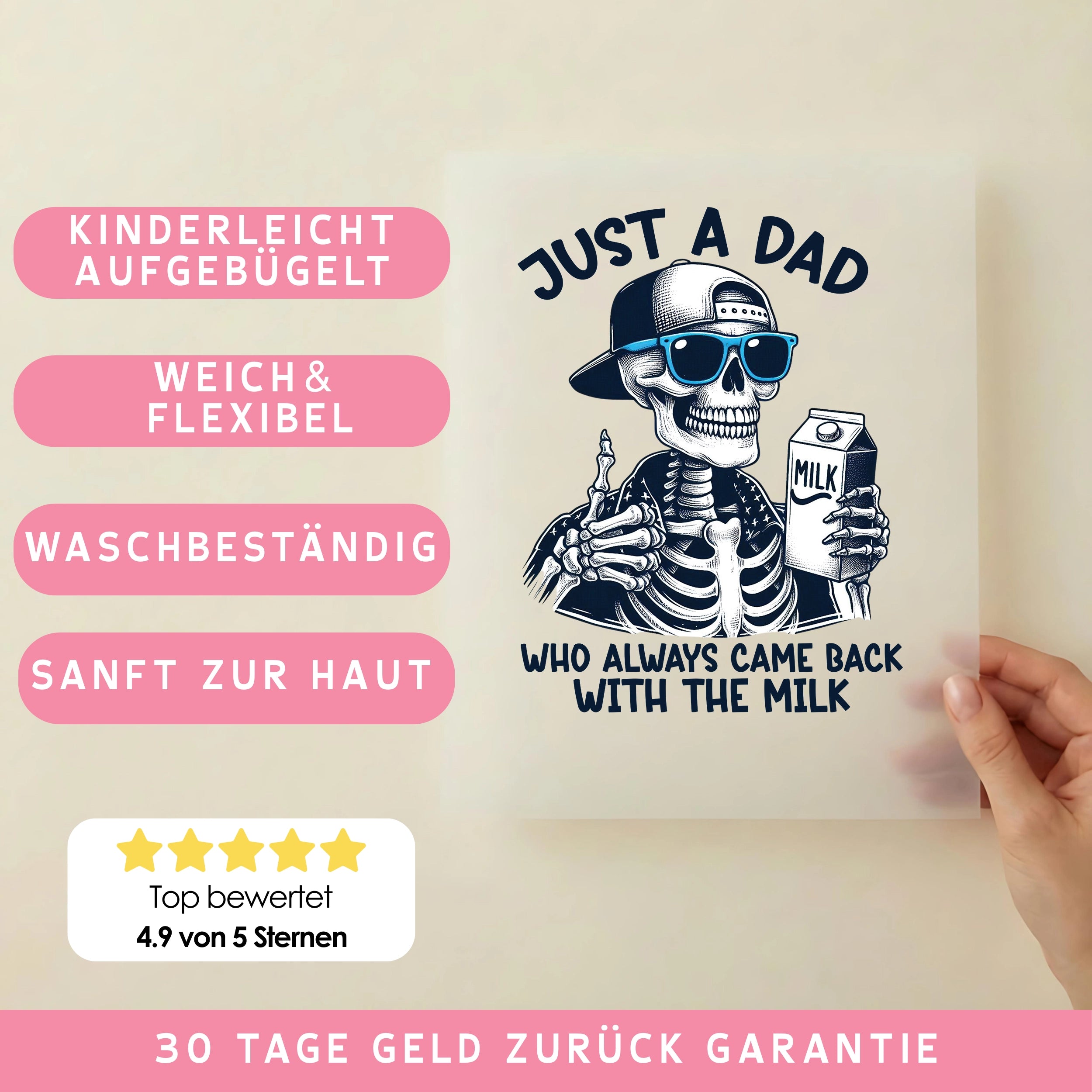 Bügelbild Just a dad with the milk