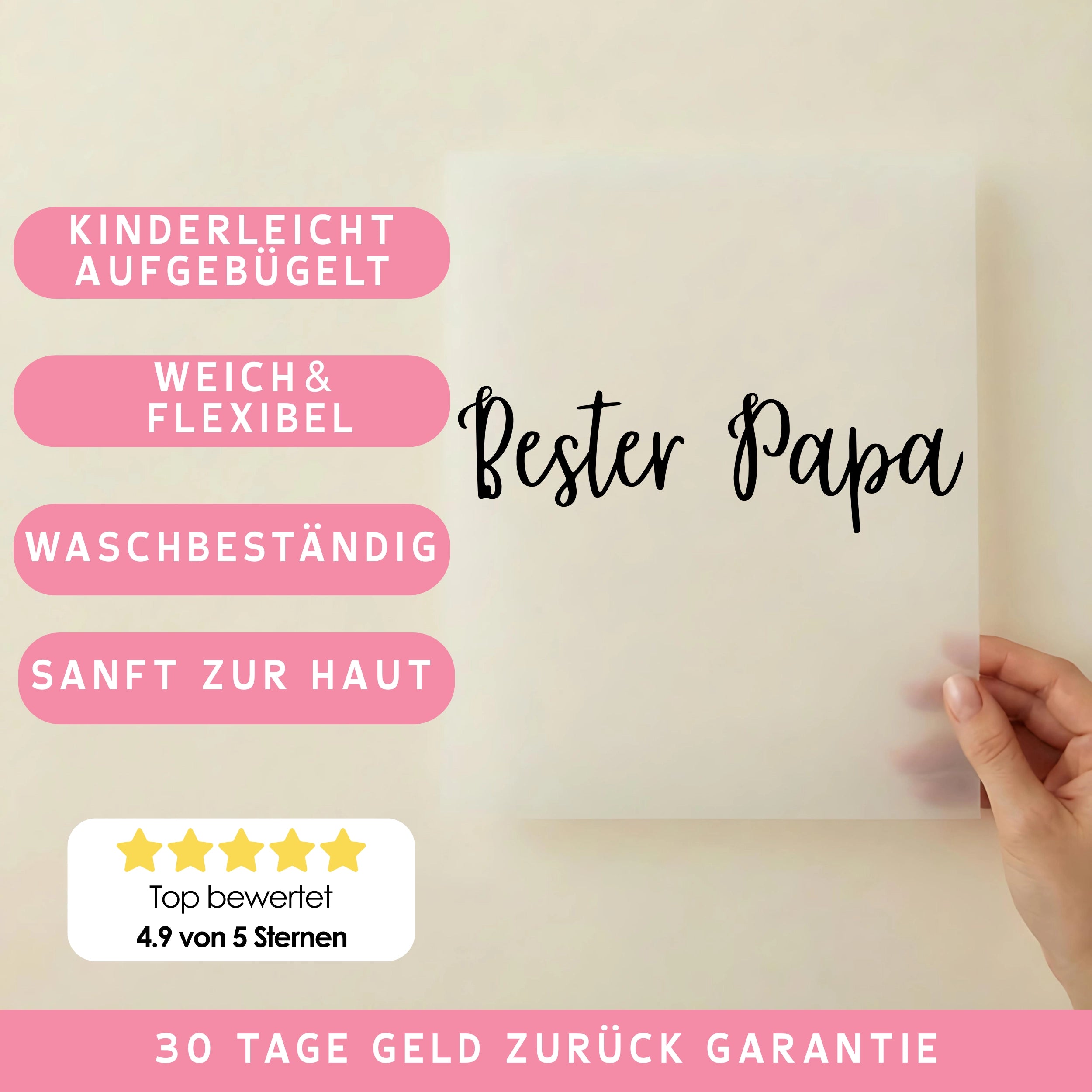 Bügelbild Schriftzug bester Papa