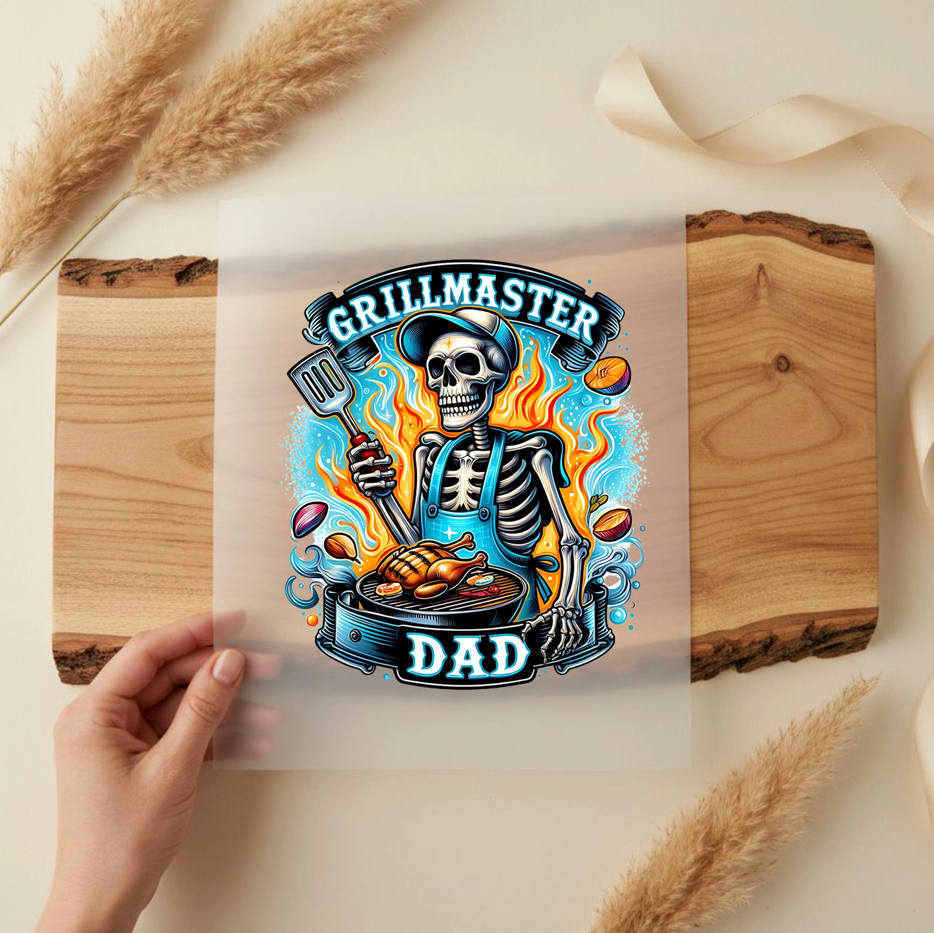Bügelbild Skelett Grillmaster Dad