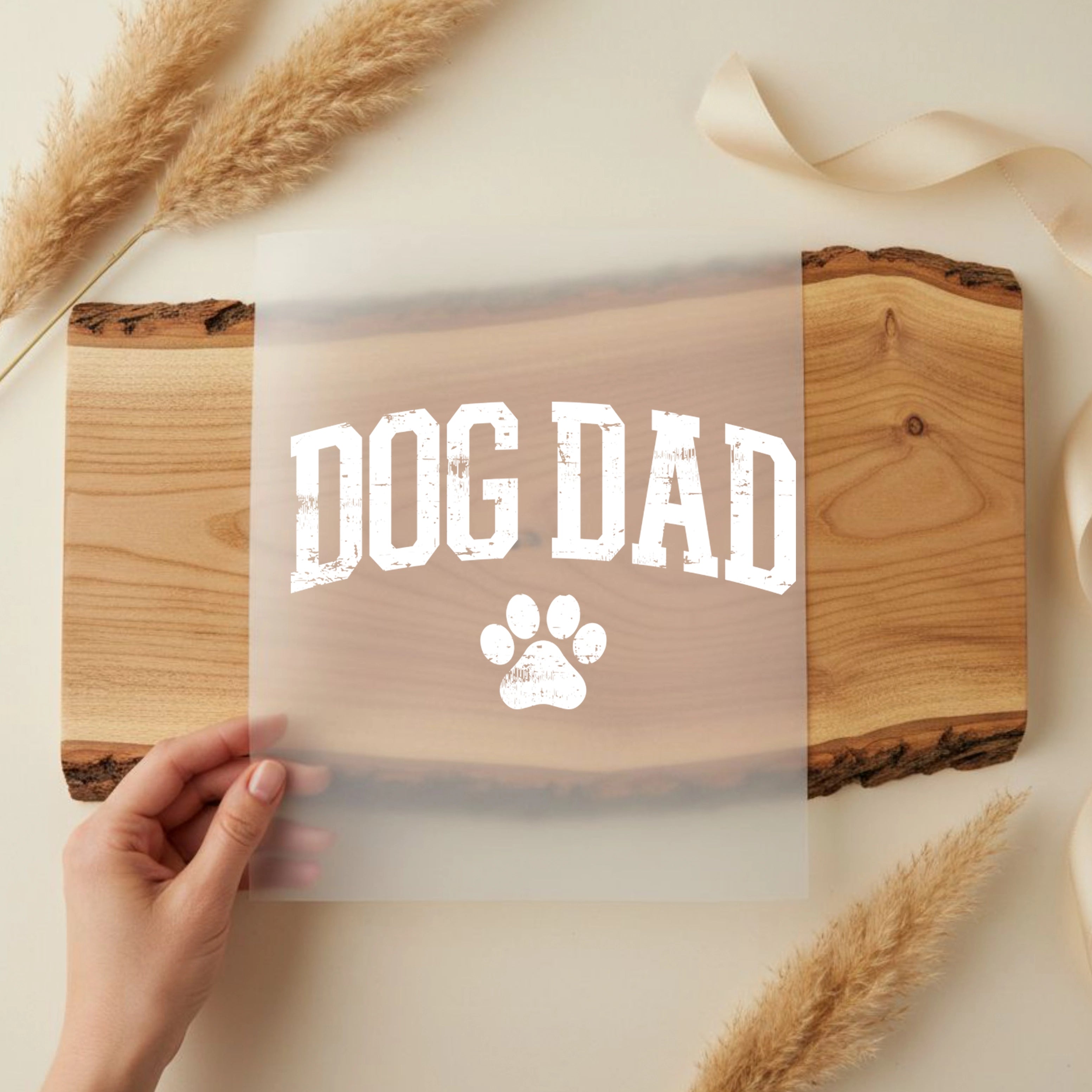 Bügelbild Schriftzug Dog Dad weiß